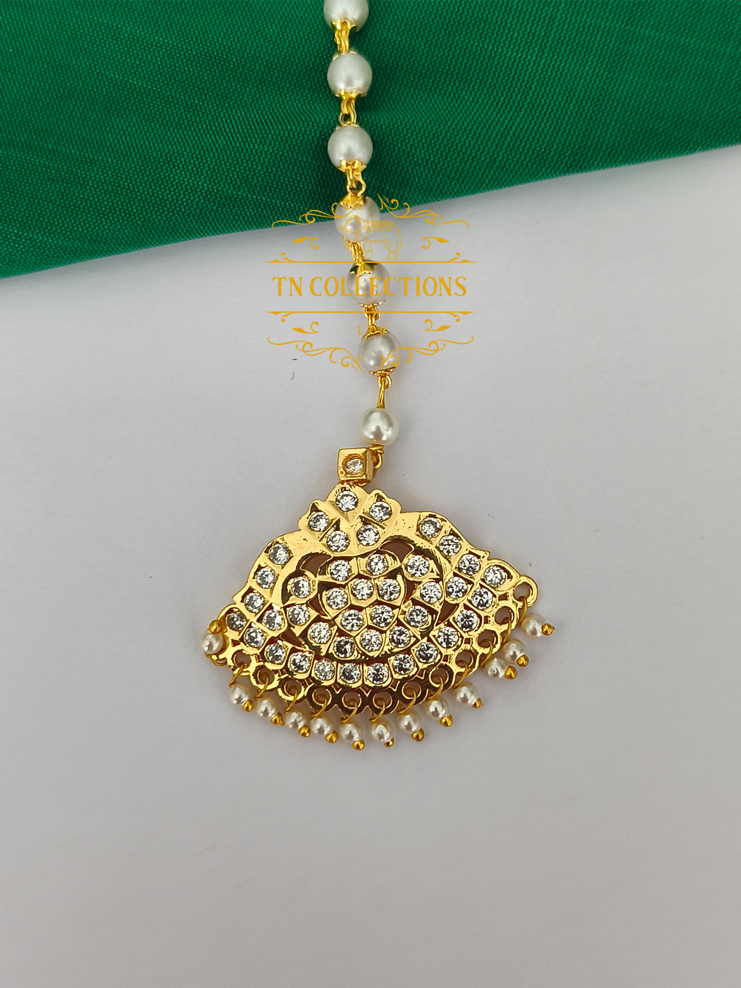 Micro Gold Finish cz Tikka (Full White stones)