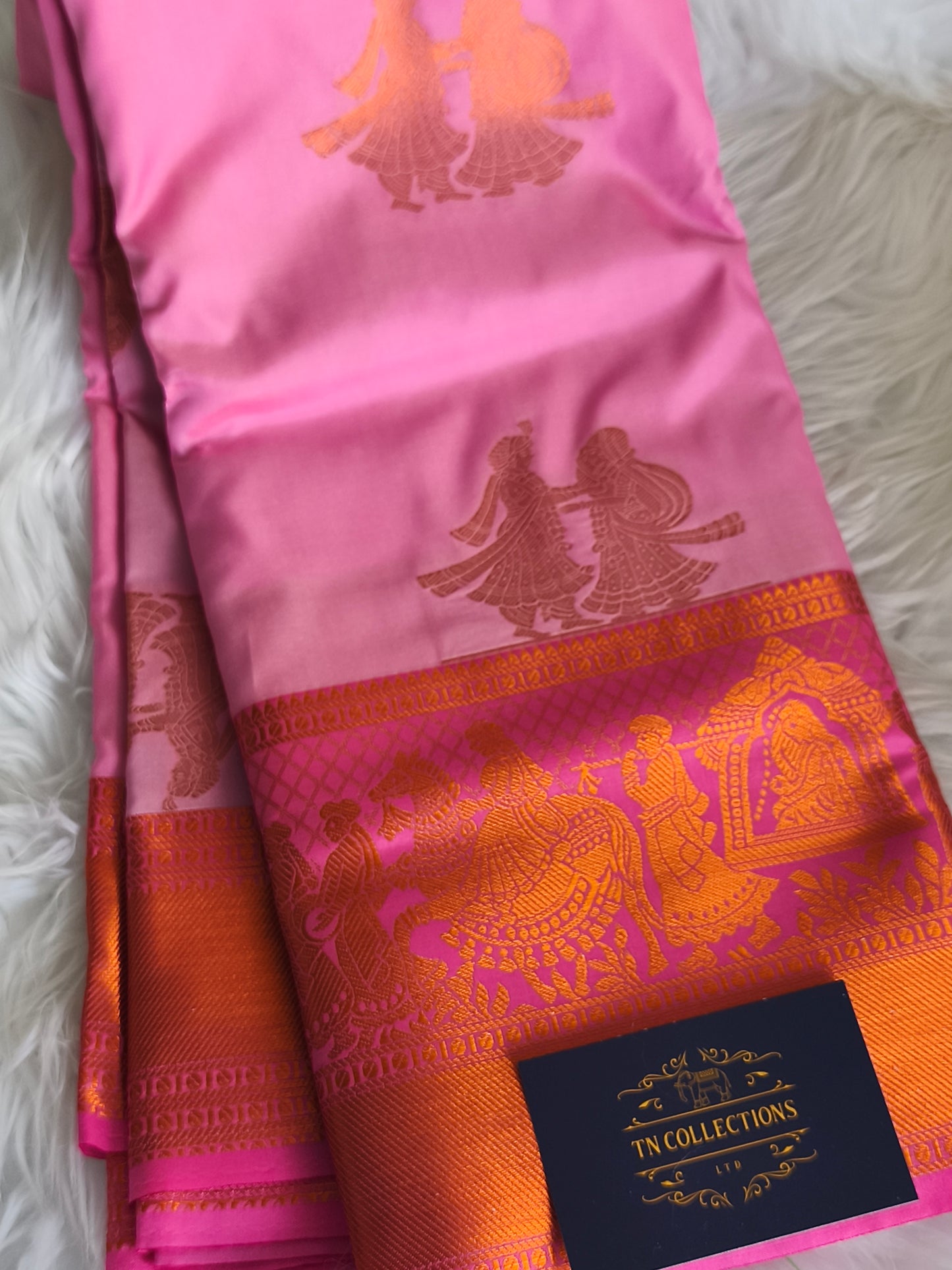 Traditional Pallakku Design Pink Kanchi Soft Silk Saree