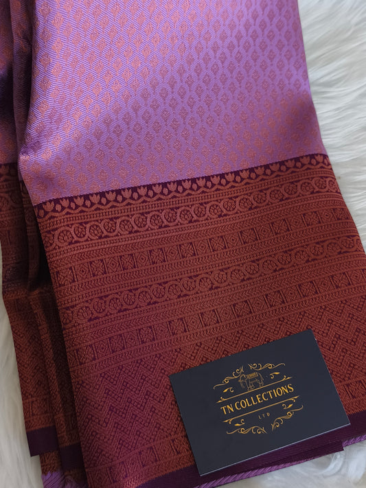 Kanchi Semi silk saree with contrast blouse and rich pallu