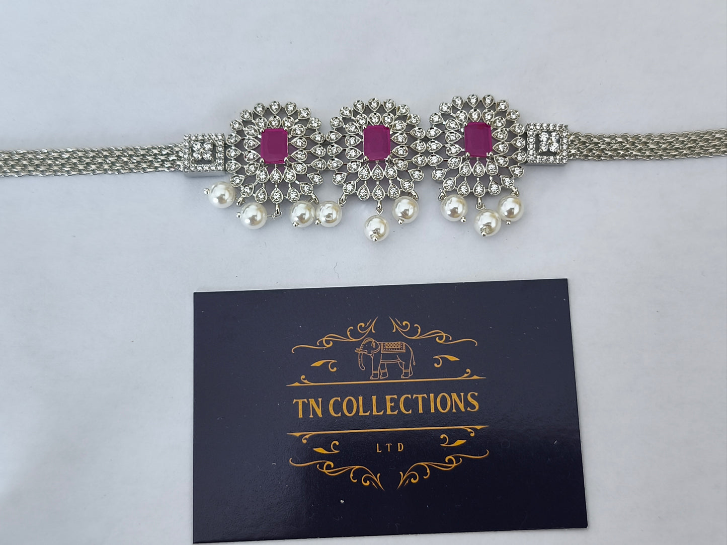 Silver Finish Choker Necklace set