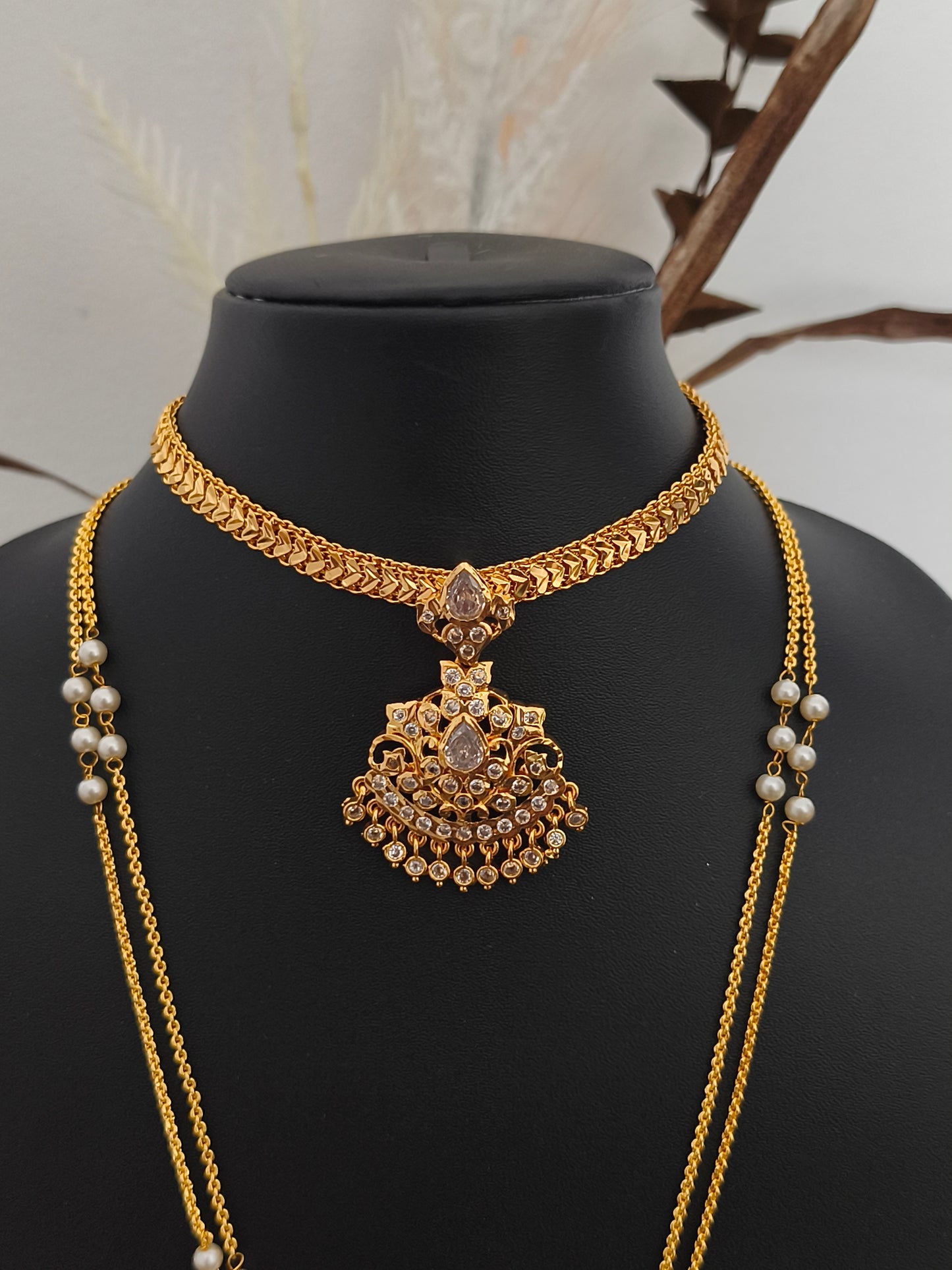 Traditional Sangu Pathakkam with Attigai Semi Bridal Set Micro gold plated