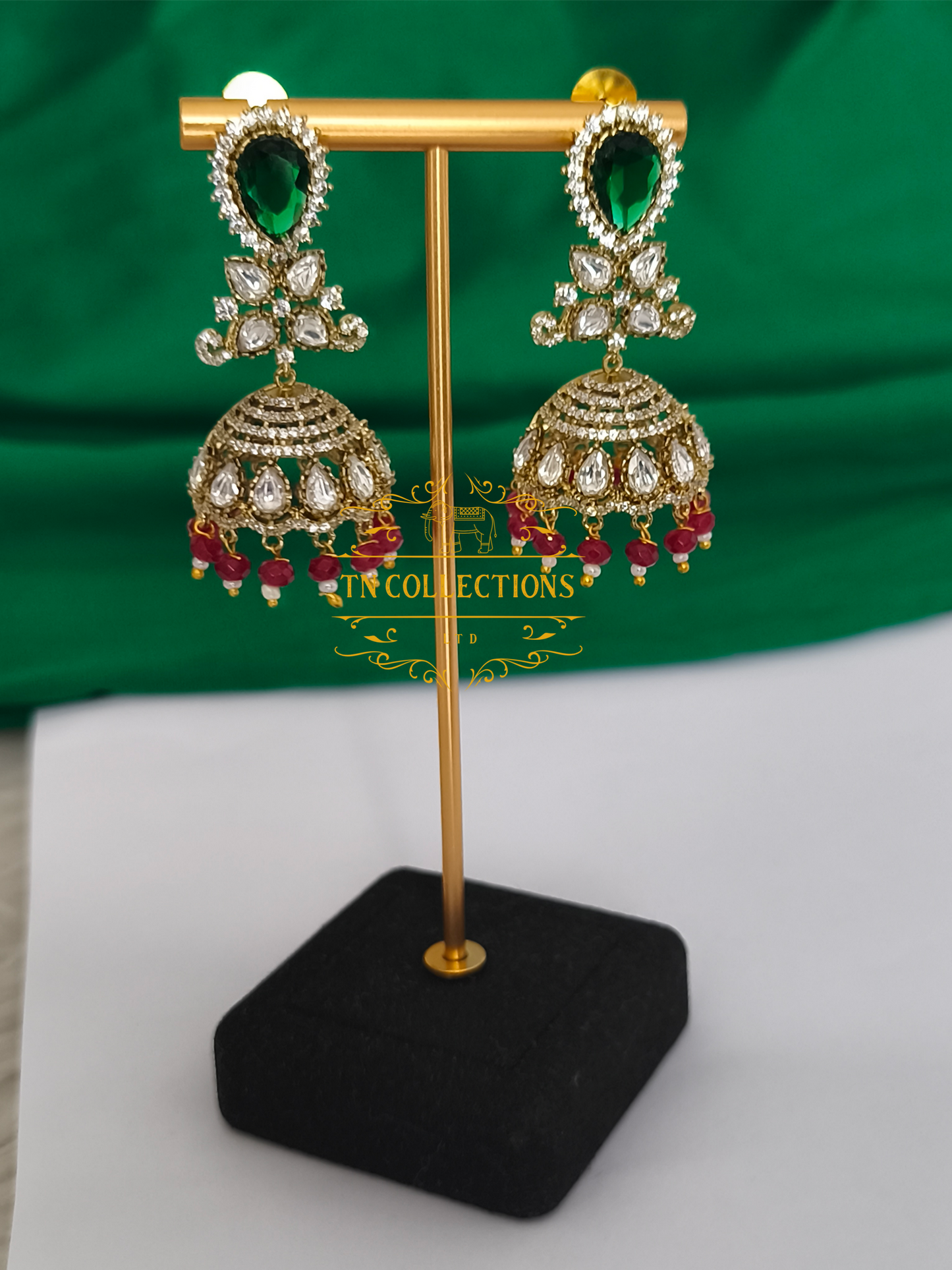 Antique Polish cz AD kundan stone Jumkas