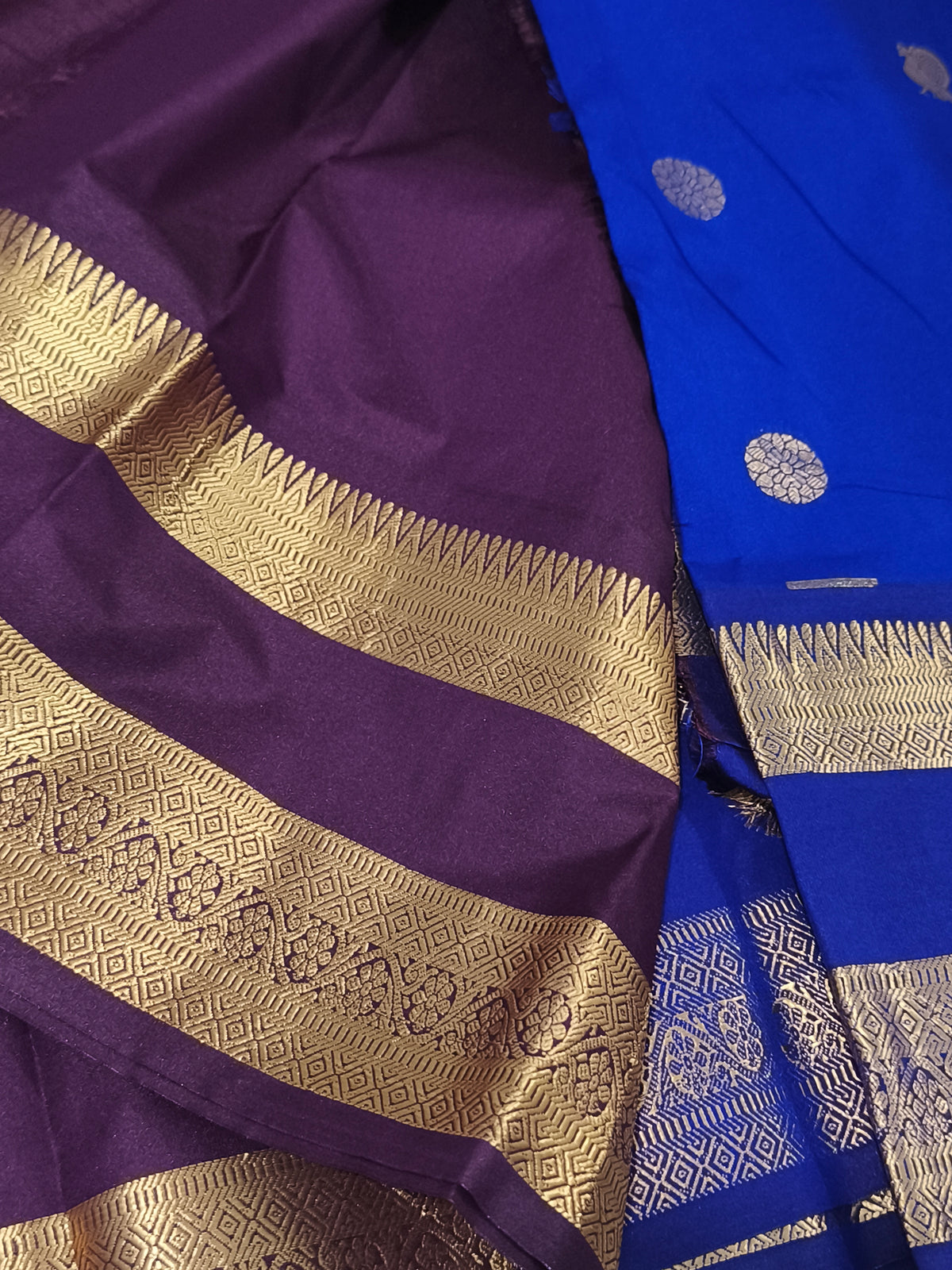 Trendy Semi Soft Silk Saree with contrast blouse and rich pallu