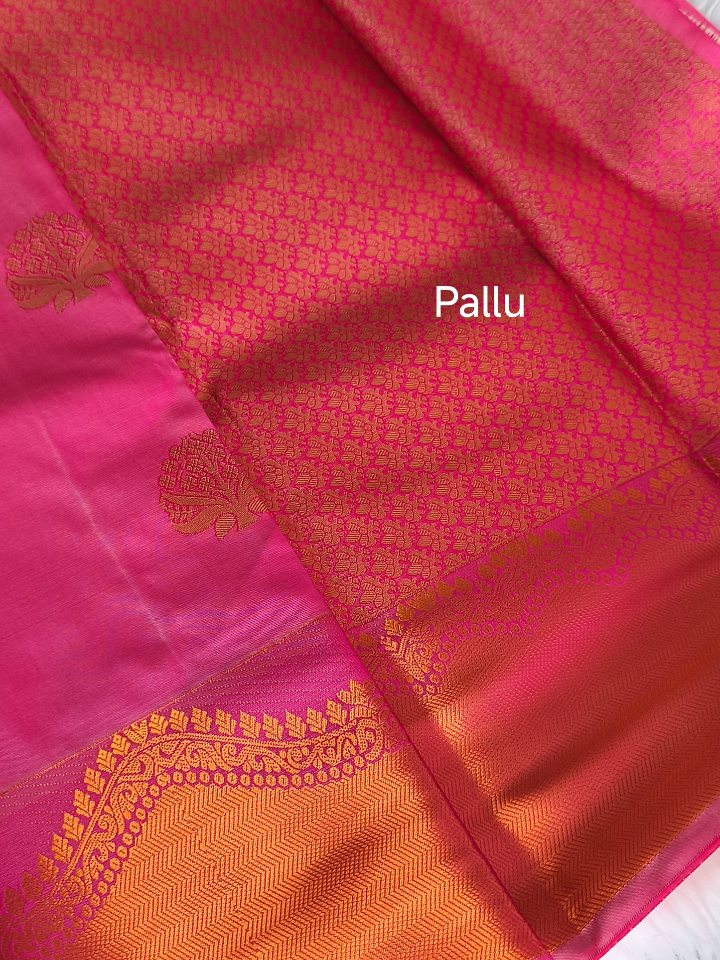 Pink Kanchi embossed soft silk saree