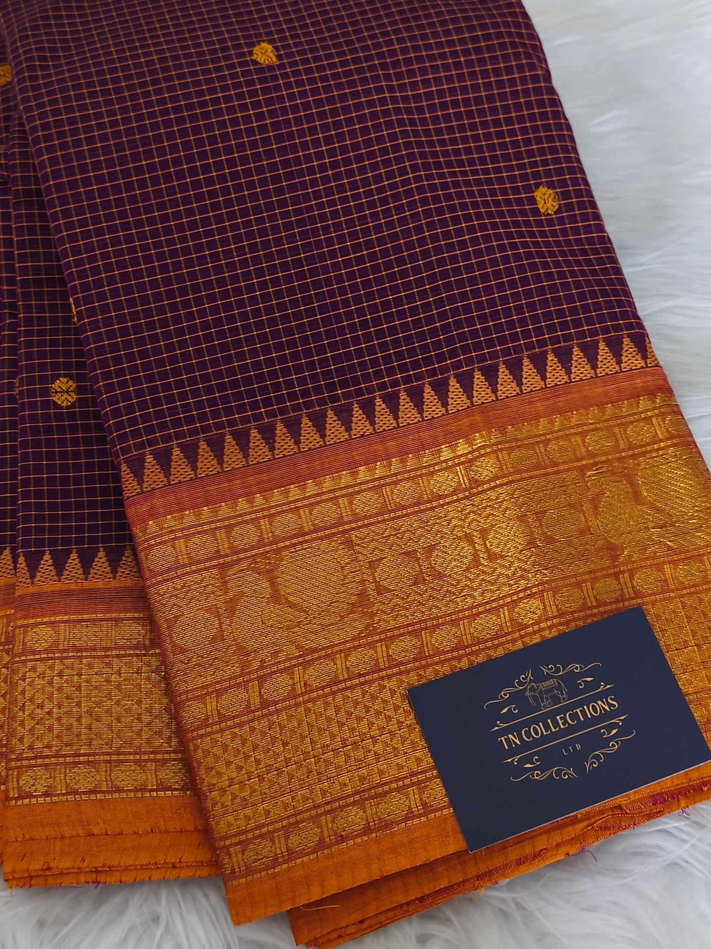 Pure Handloom checked Kanchi Cotton Saree