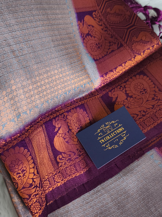 Soft Kubera pattu saree Grey