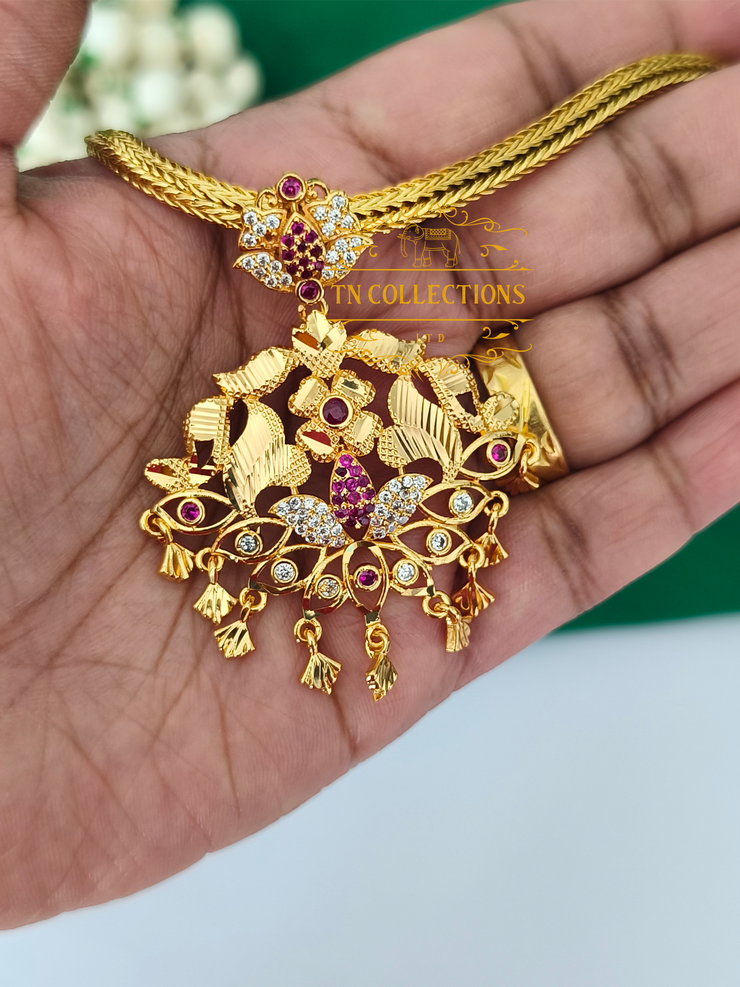 Micro Gold Finish Cz Premium Necklace
