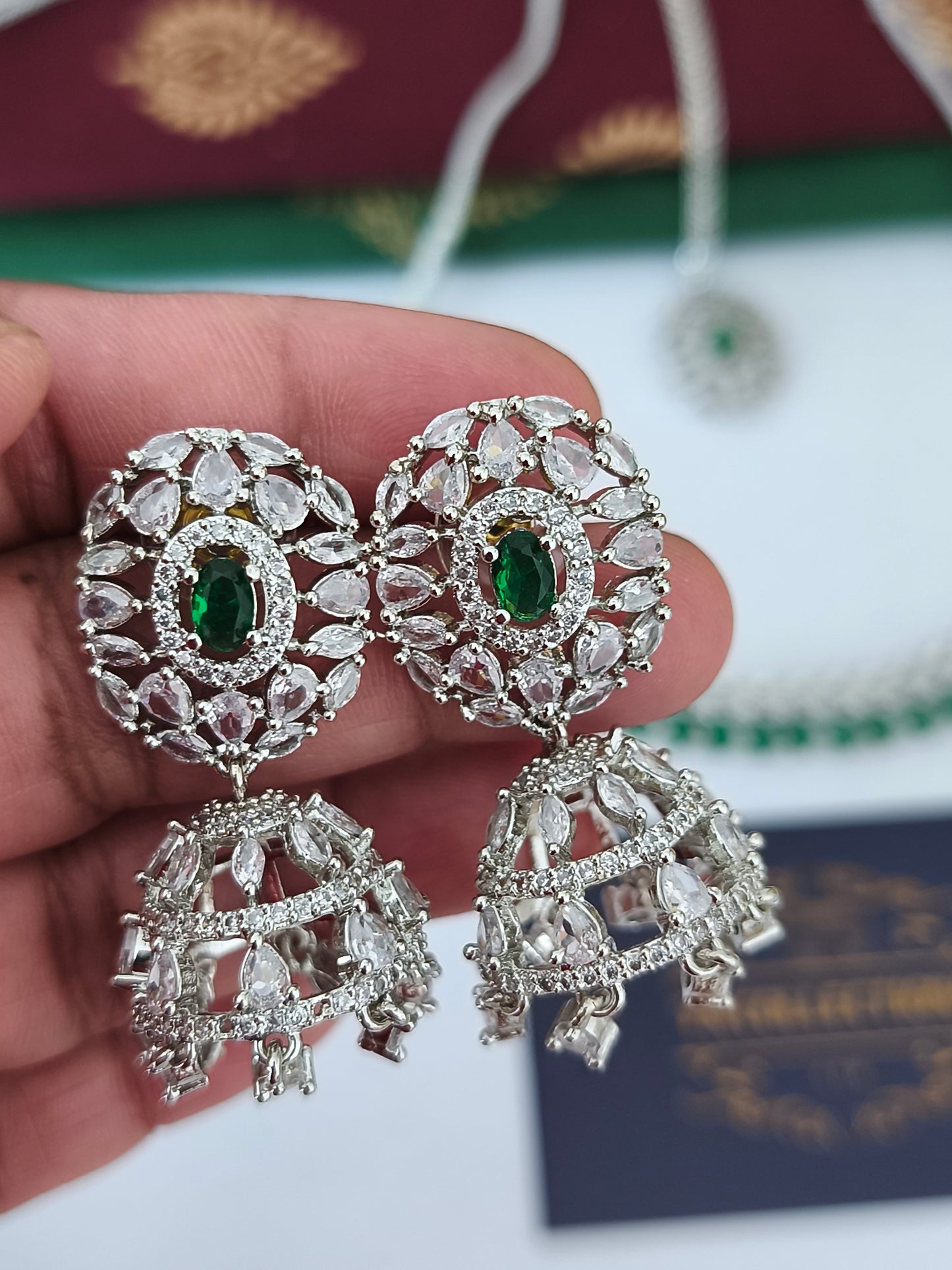 Cz Silver Finish Necklace set