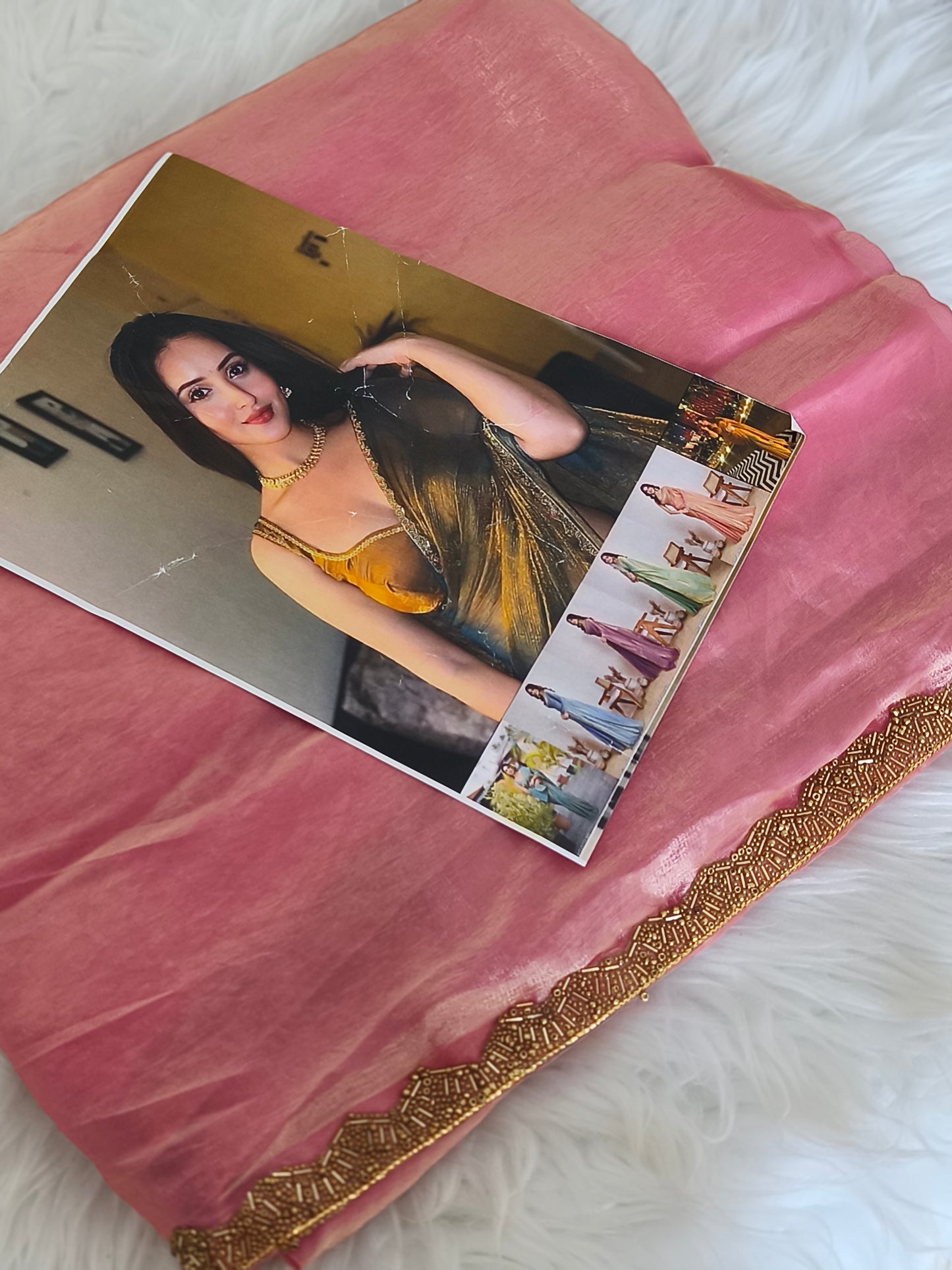 Beautiful Pink Soft Fendy Chiffon Party saree