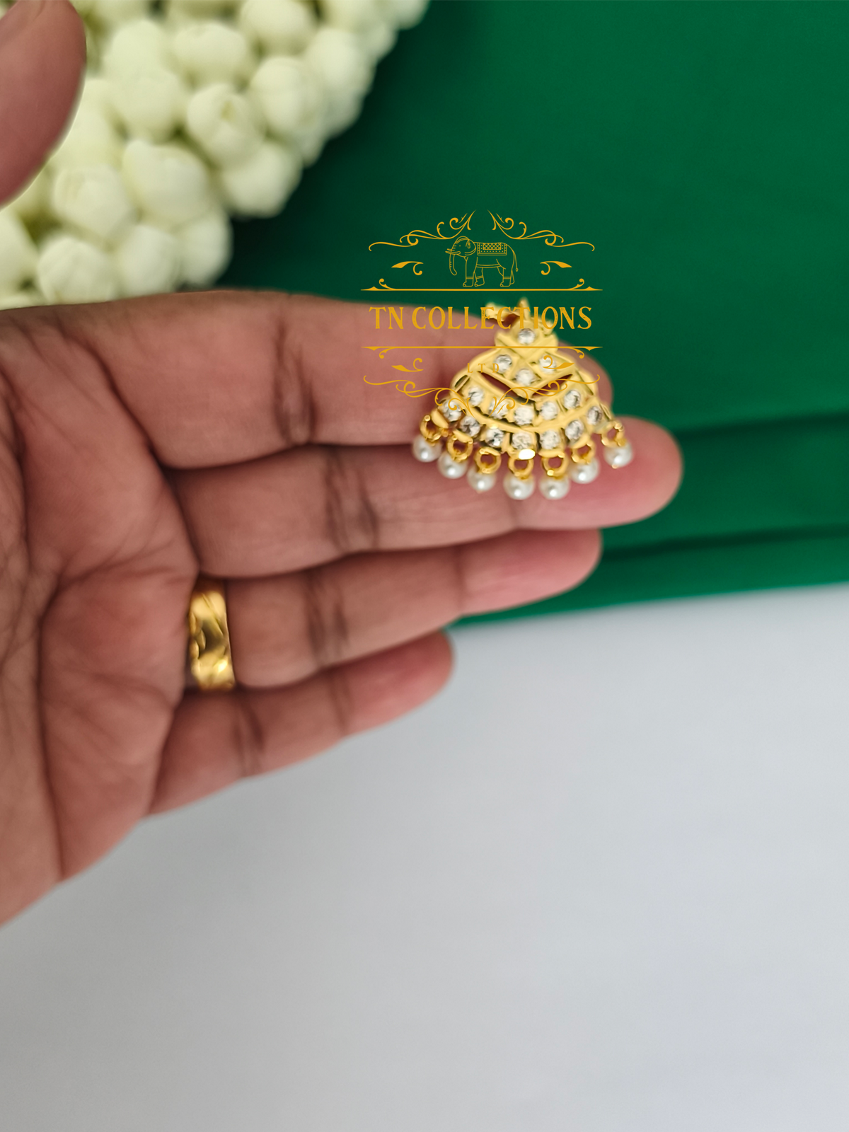 Micro Gold Finish impon cz Tikka (Full White stones)
