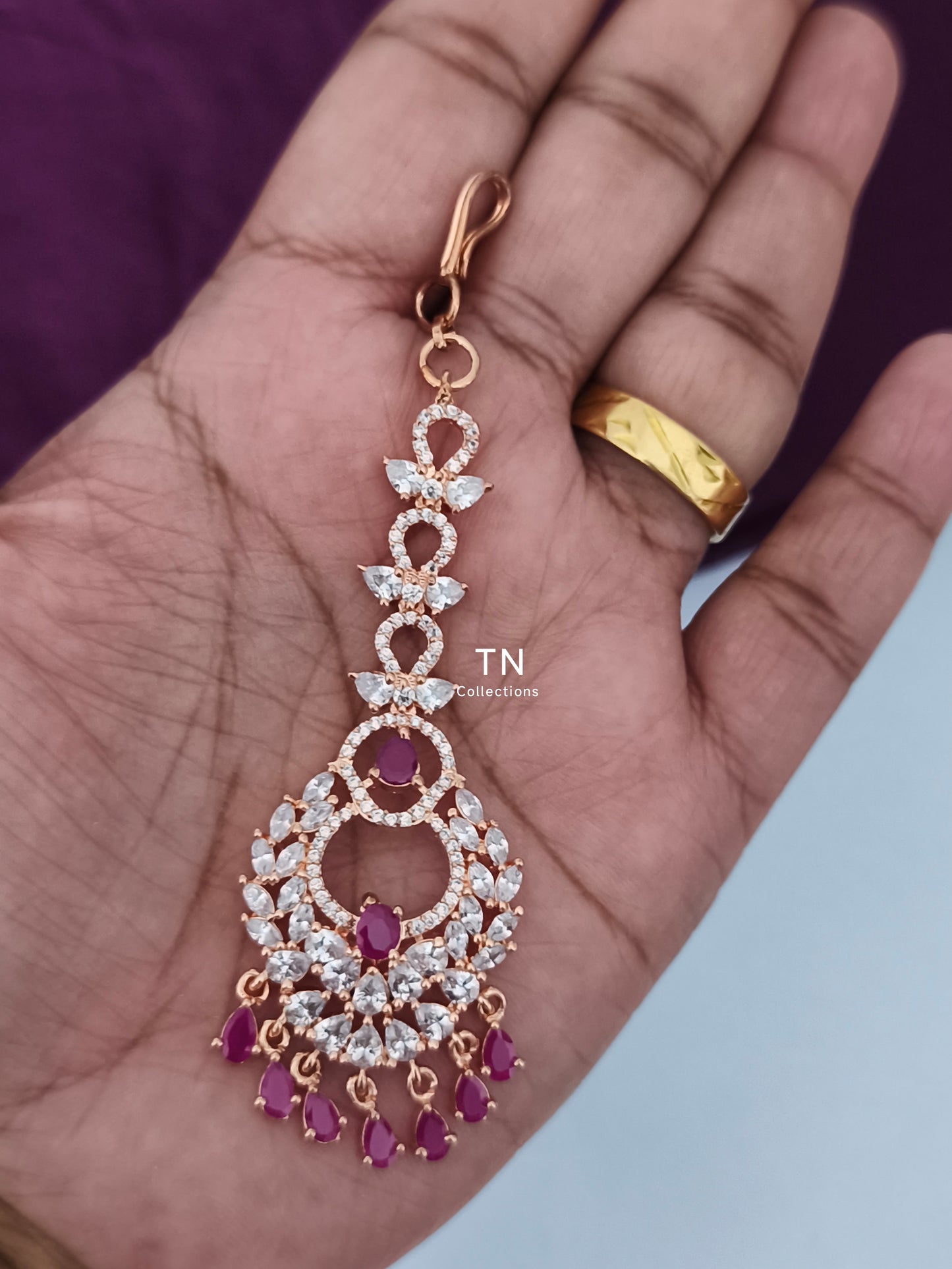 Rose gold finish Nethichuddi (Tikka)