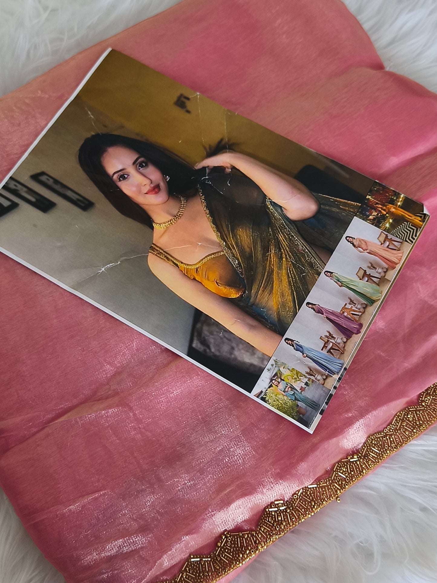 Beautiful Pink Soft Fendy Chiffon Party saree