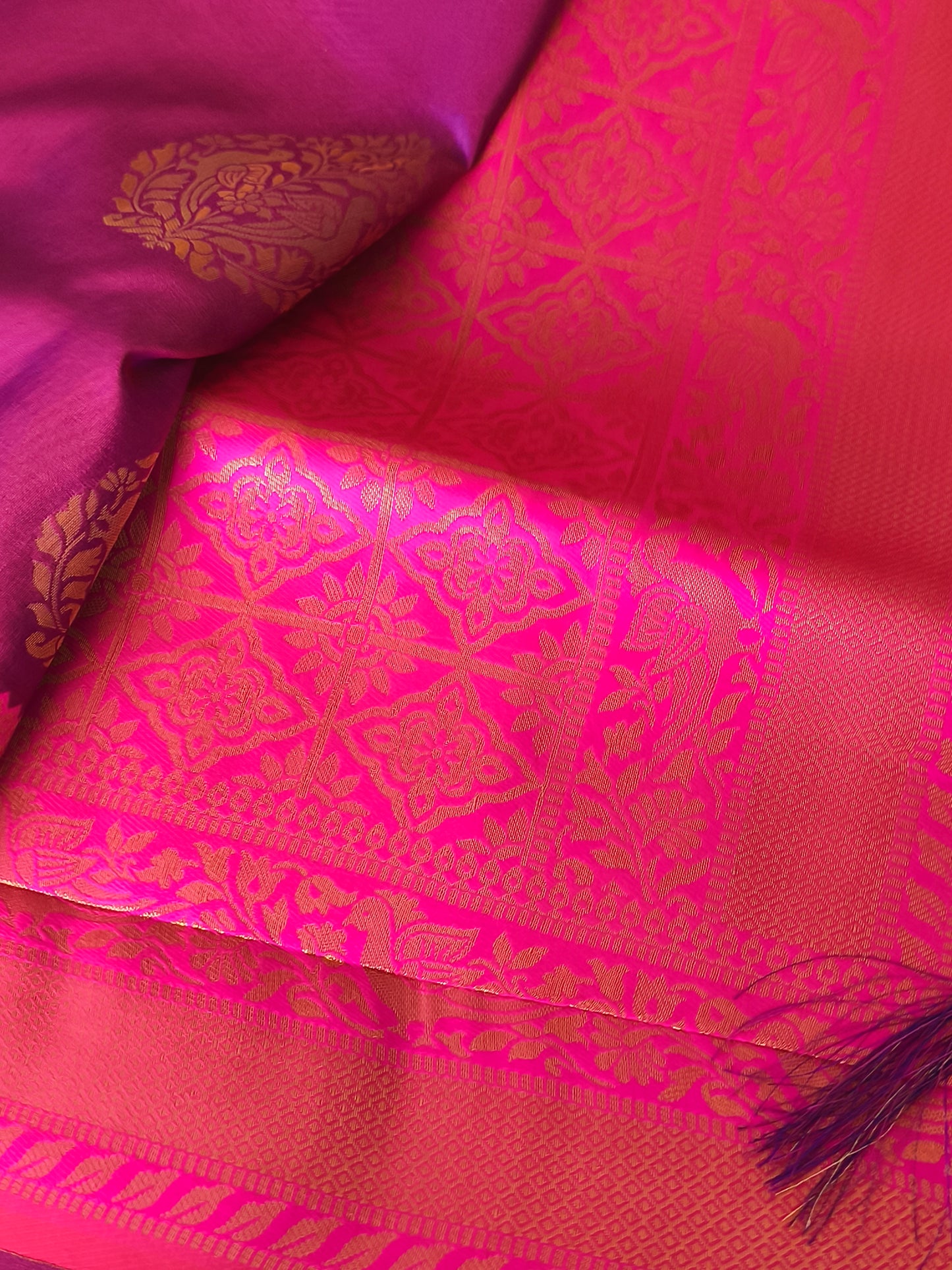 Dual shaded Soft Kanjivaram Silk Saree with contrast blouse and rich pallu Indian women's wear