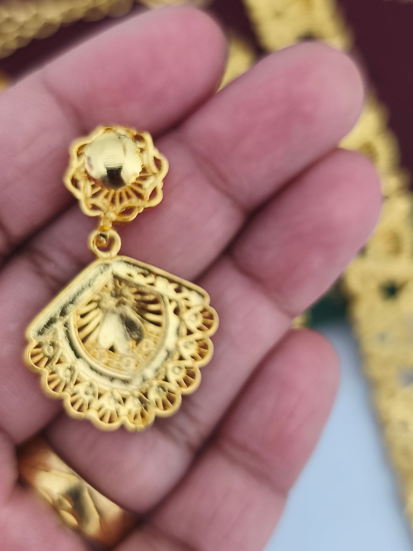 One gram gold plated semi bridal set