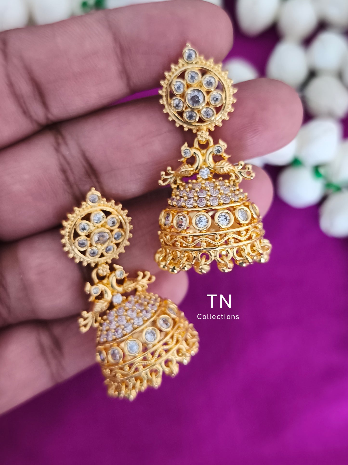 Gold Finish Jhumka Earrings