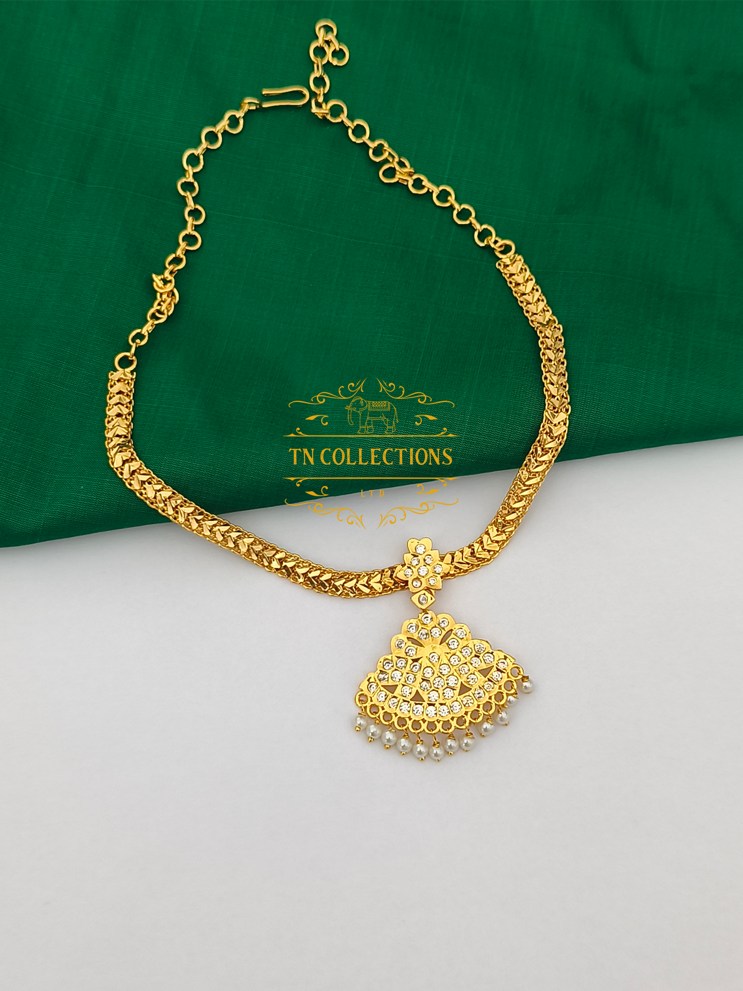 Micro Gold-Plated Traditional semi bridal set (Full white stones)