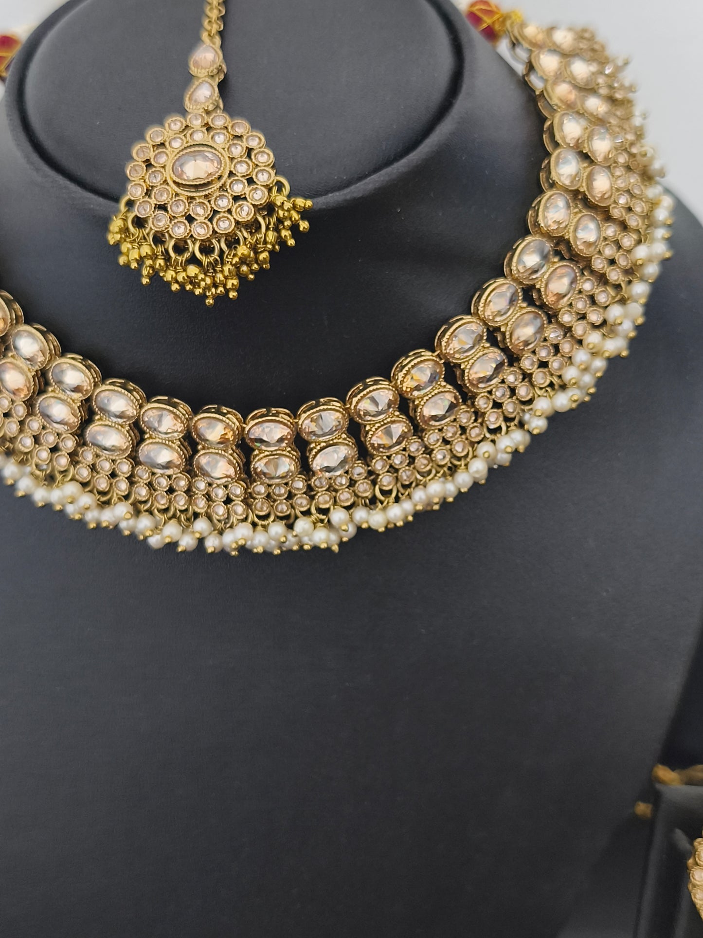 Indian Trendy Choker Necklace Semi Bridal Set