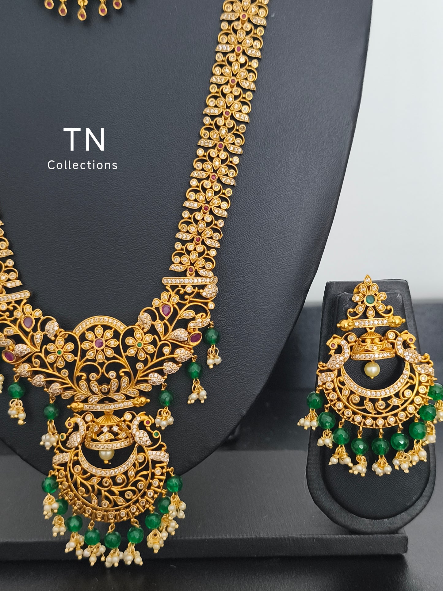 Peacock Design Matte Finish Semi Bridal Set
