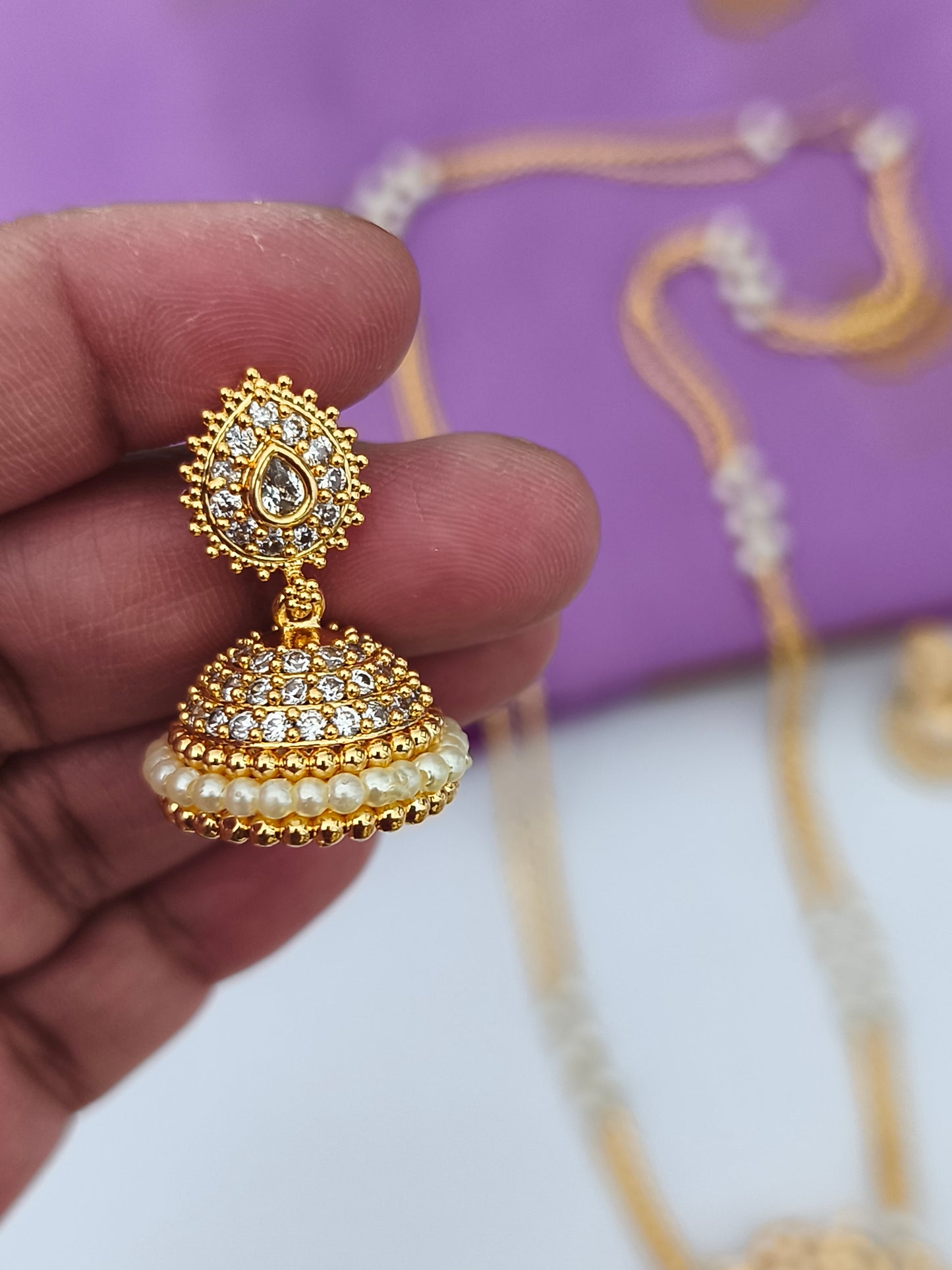 Micro gold plated Traditional Annam Design Pathakkam with earrings