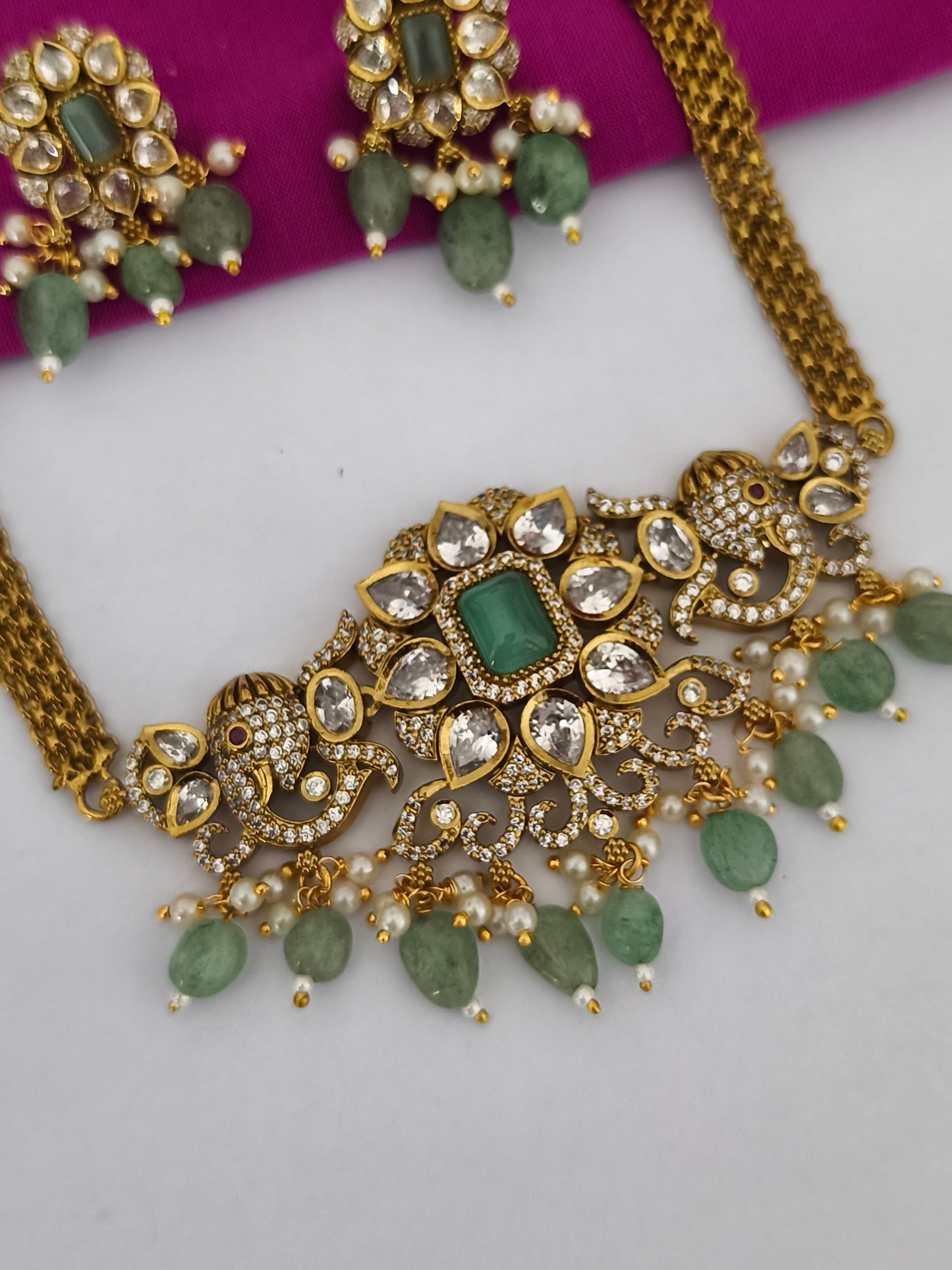 Victorian Finish Choker with earrings