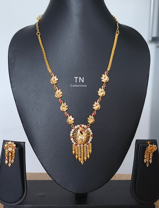 Micro gold plated Peacock Design Necklace Set