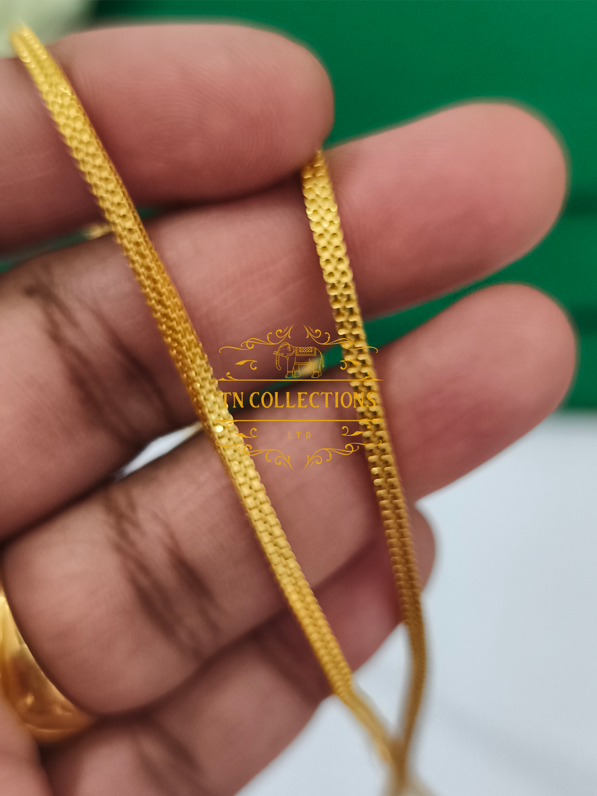 Gold Polish Cz AD stone Mugappu Chain