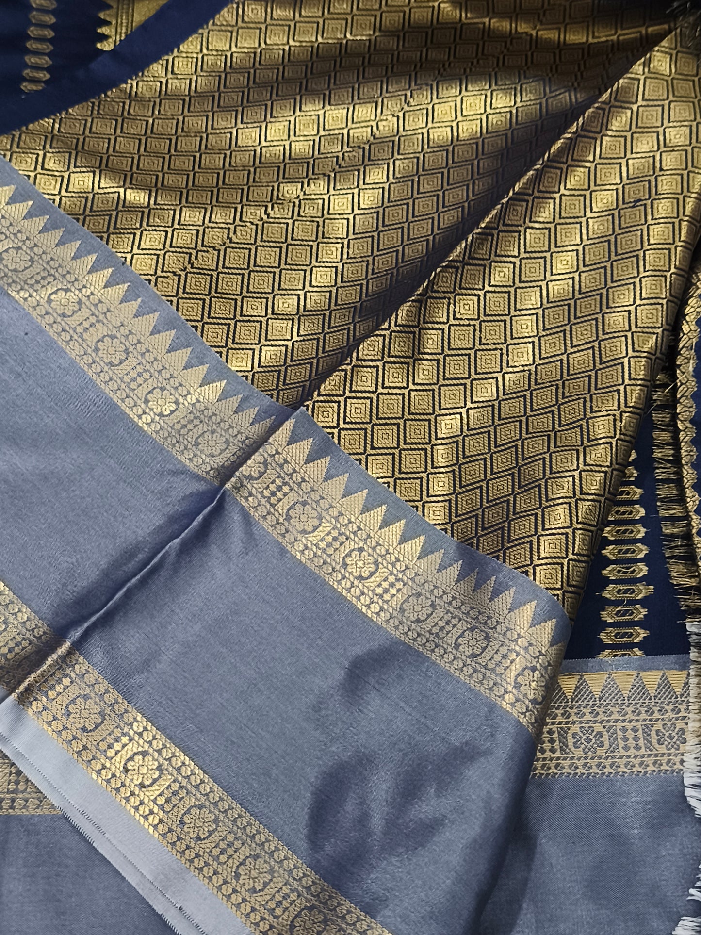 Semi Soft Silk Saree (Navy Blue)