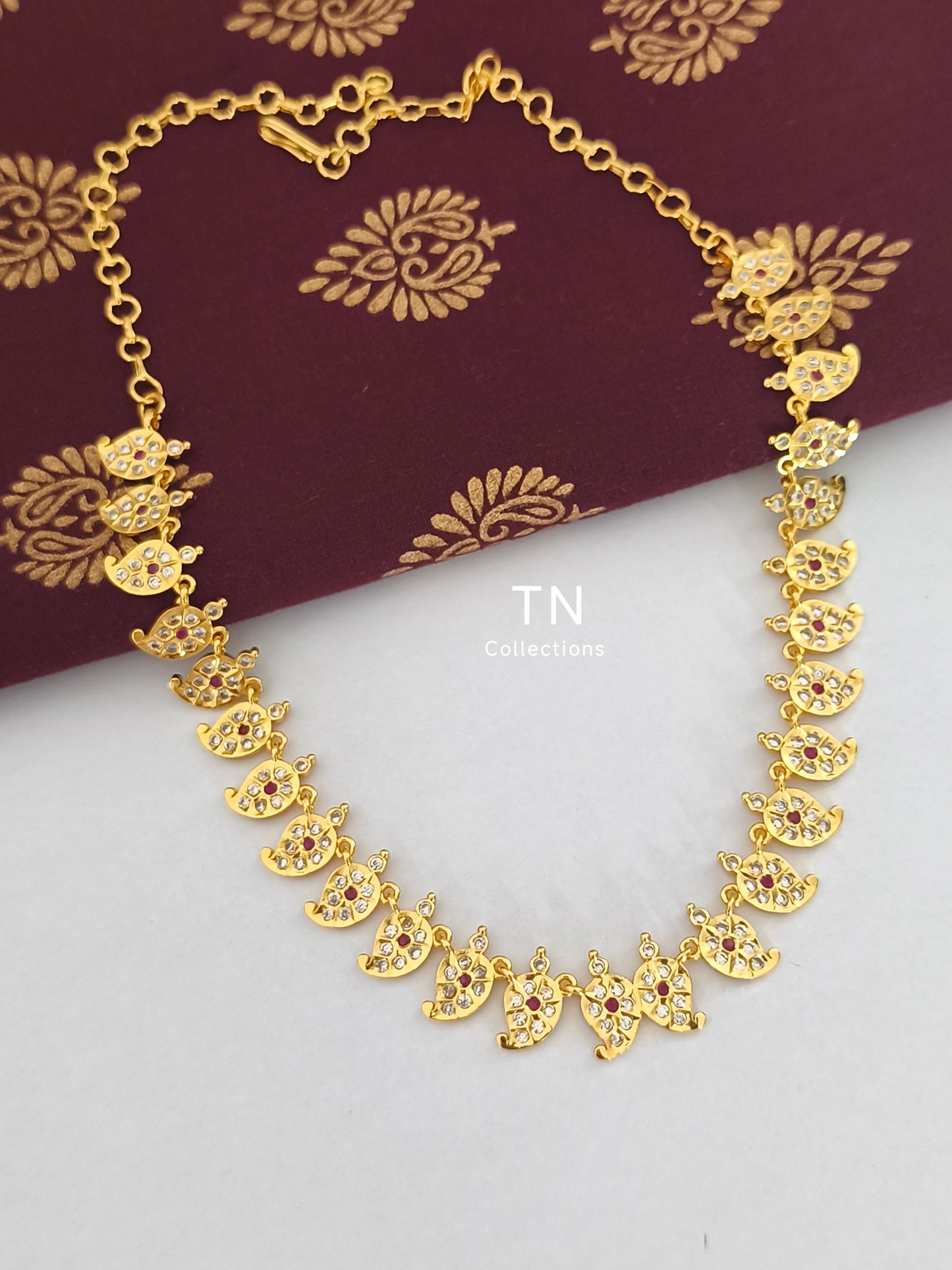 Ruby & white stones Traditional Mango Attiyal