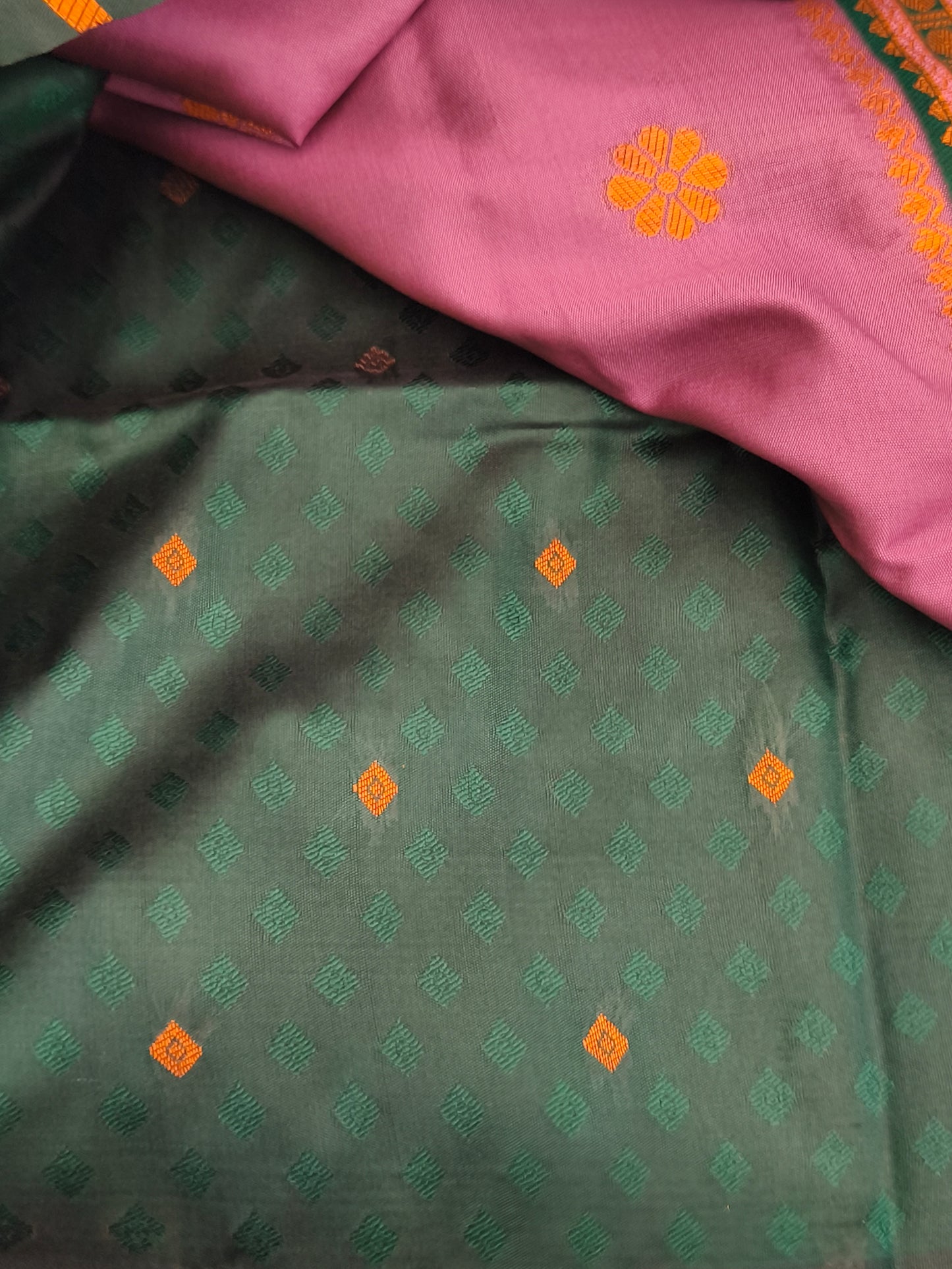 Banaras Semi Soft Silk Saree with contrast blouse and rich pallu