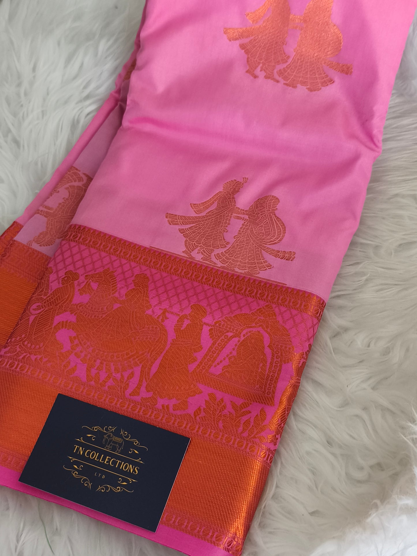 Traditional Pallakku Design Pink Kanchi Soft Silk Saree