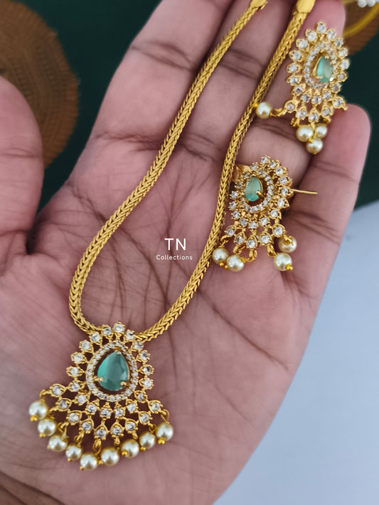 Antique Polish Simple Necklace set (Mint)