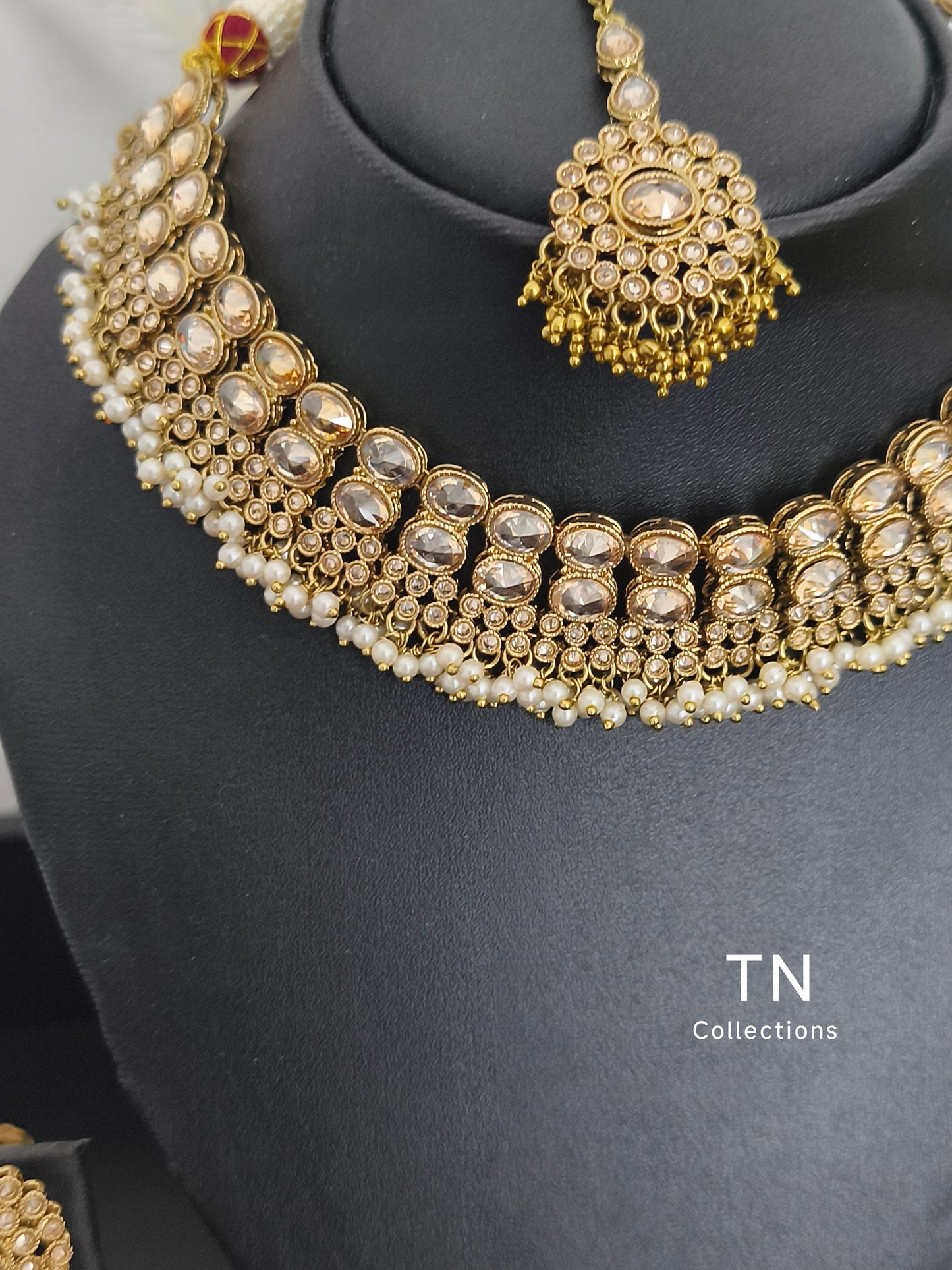 Indian Trendy Choker Necklace Semi Bridal Set