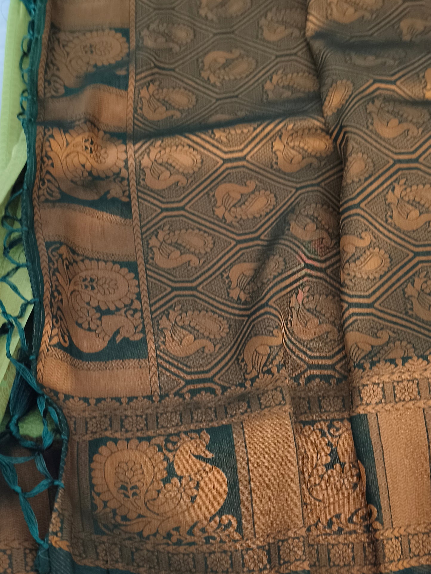 Light Green Soft Kubera pattu saree Grey