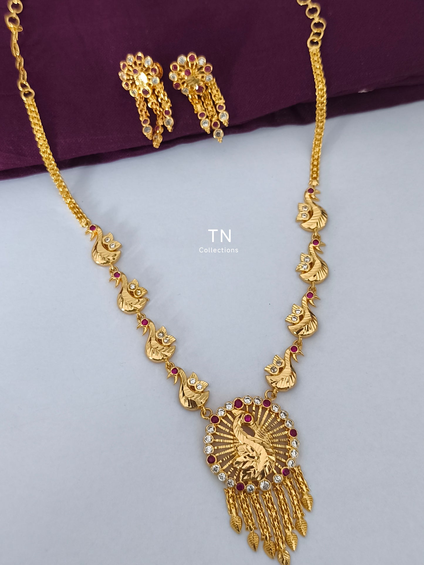 Micro gold plated Peacock Design Necklace Set