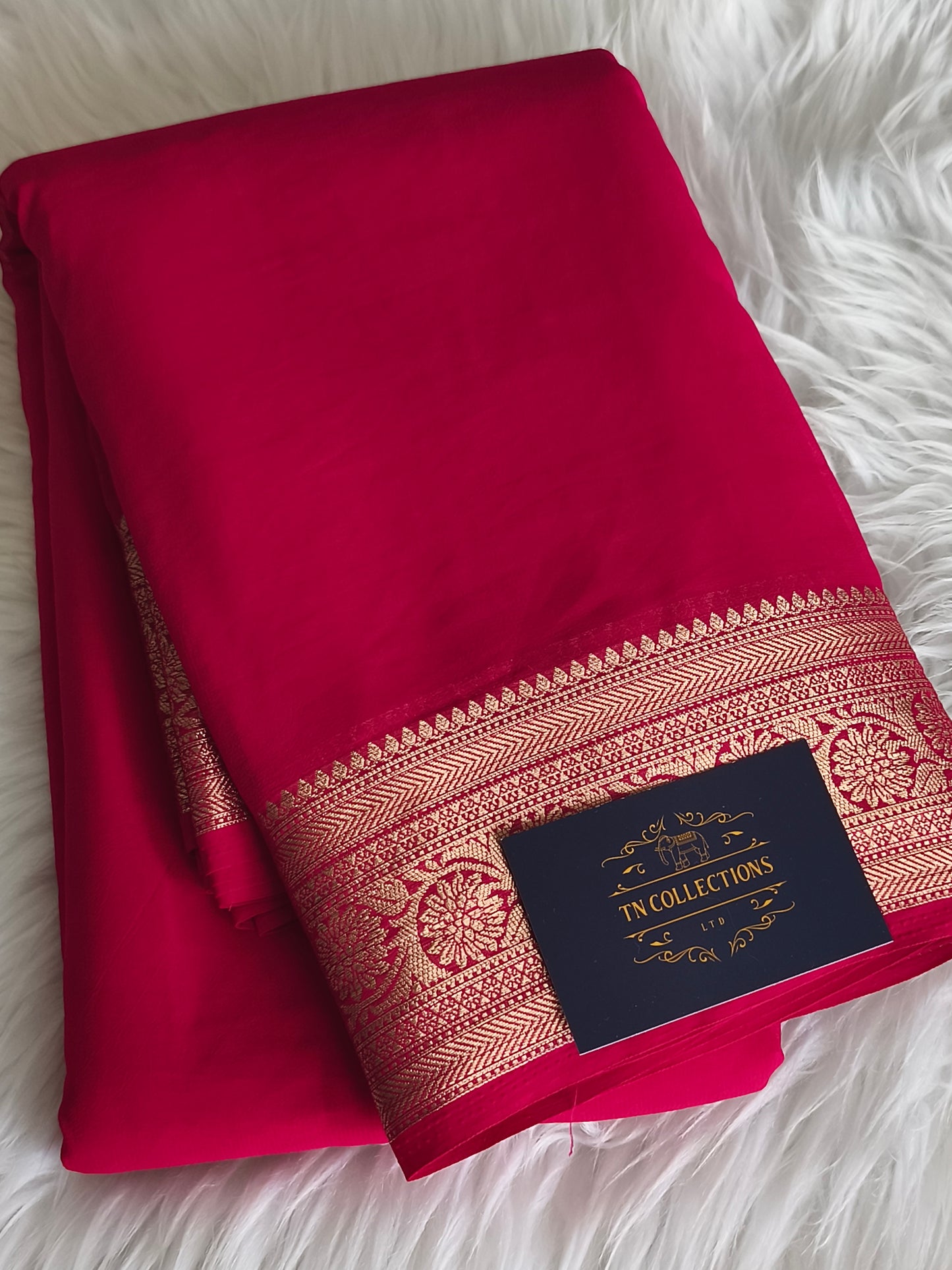 Premium Chiffon Georgette saree (Hot Pink)