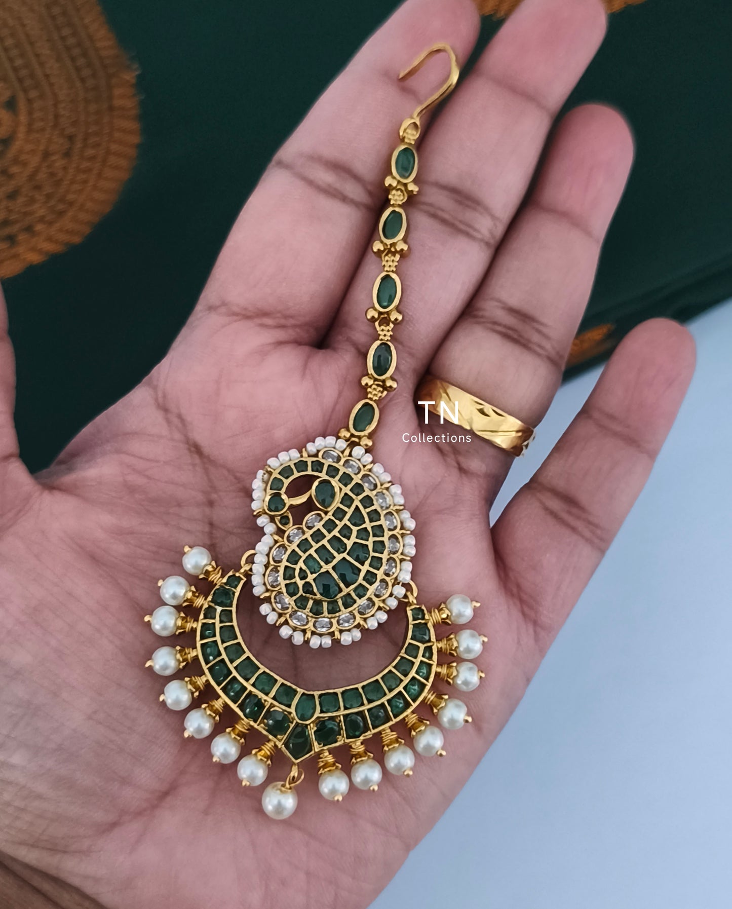 Antique Polish Kemp stone Tikka (Green)