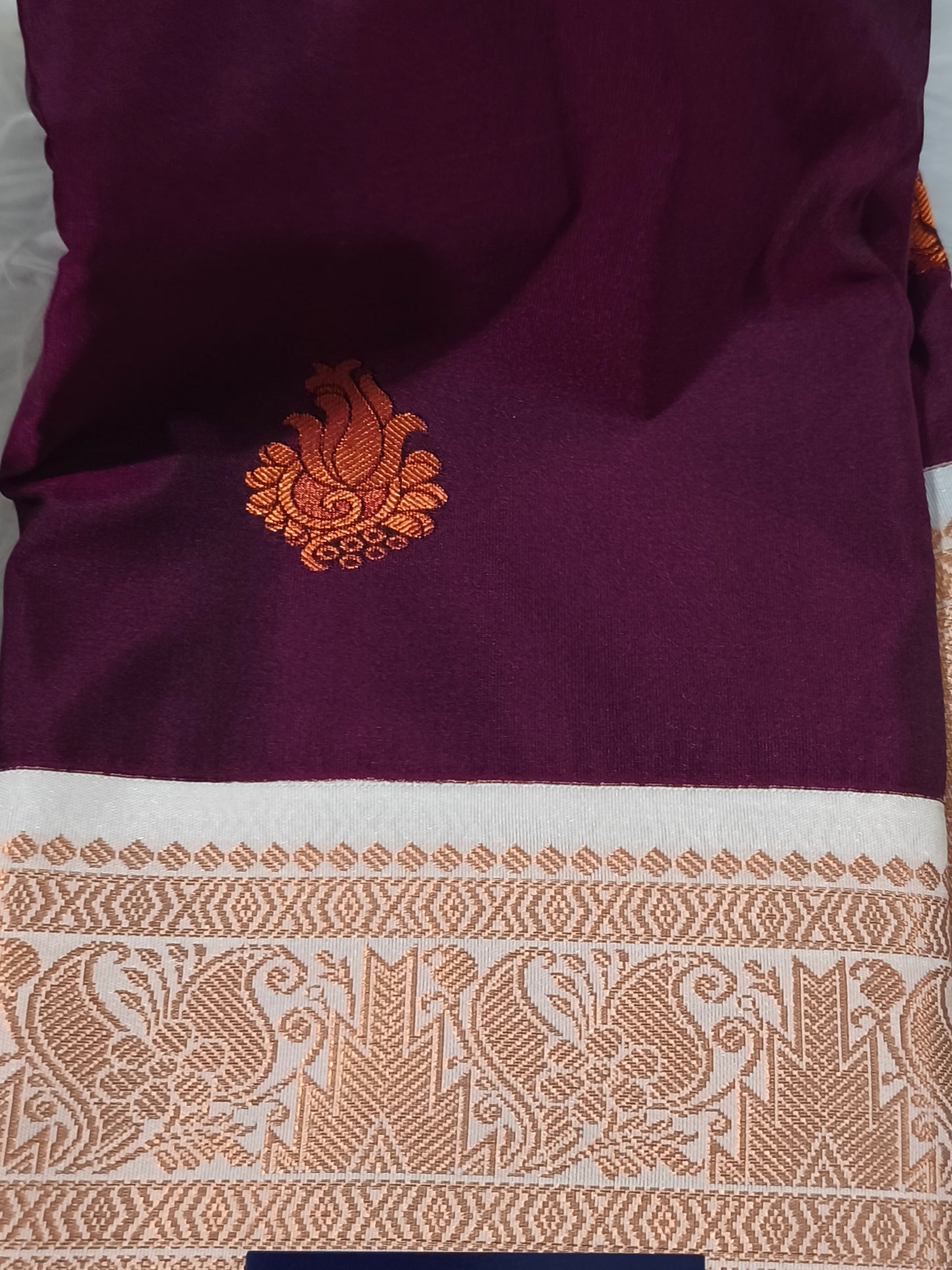 Korvai Premium Soft Silk Saree (Wine Purple)