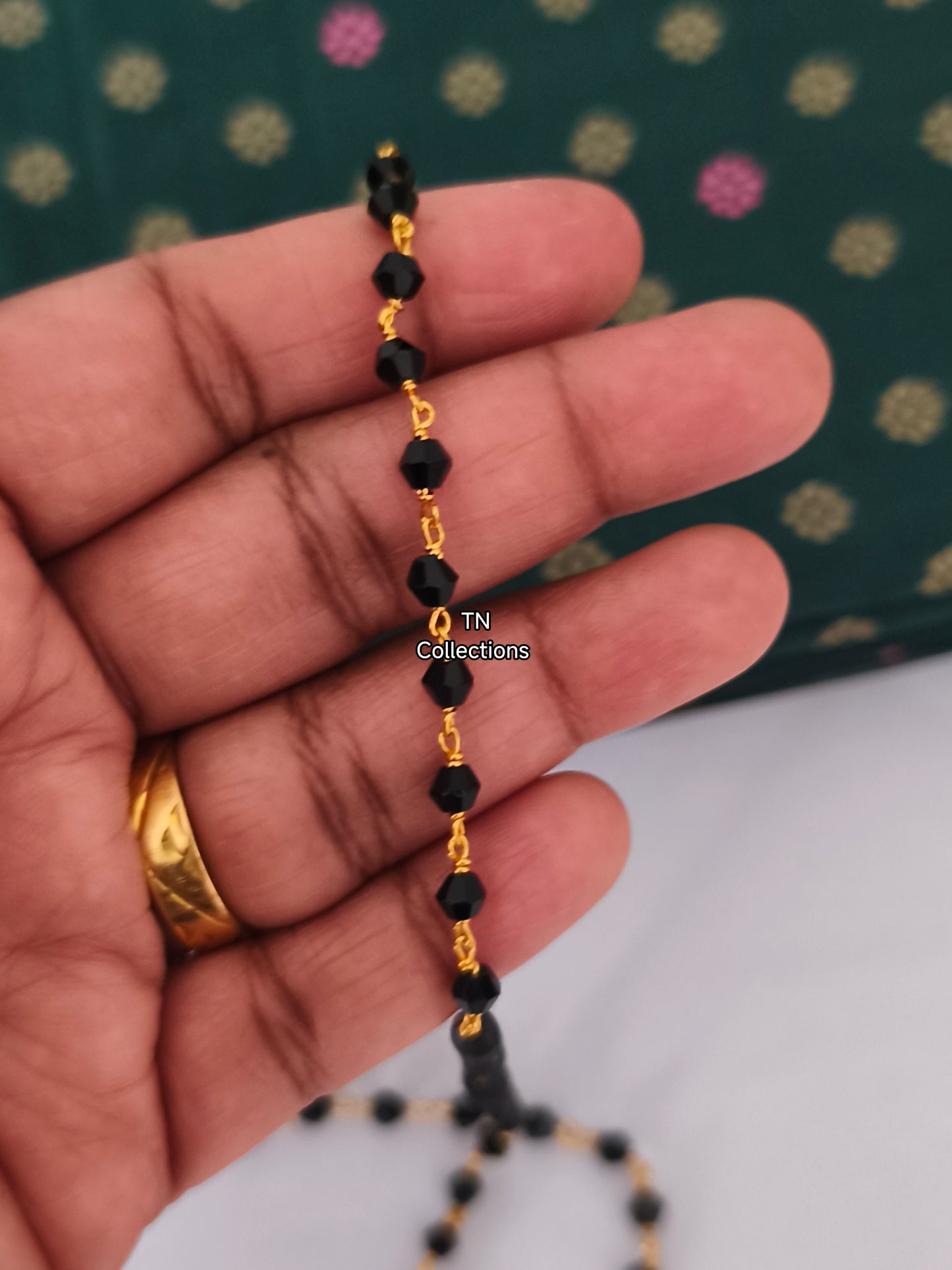 Black Beaded Anklets