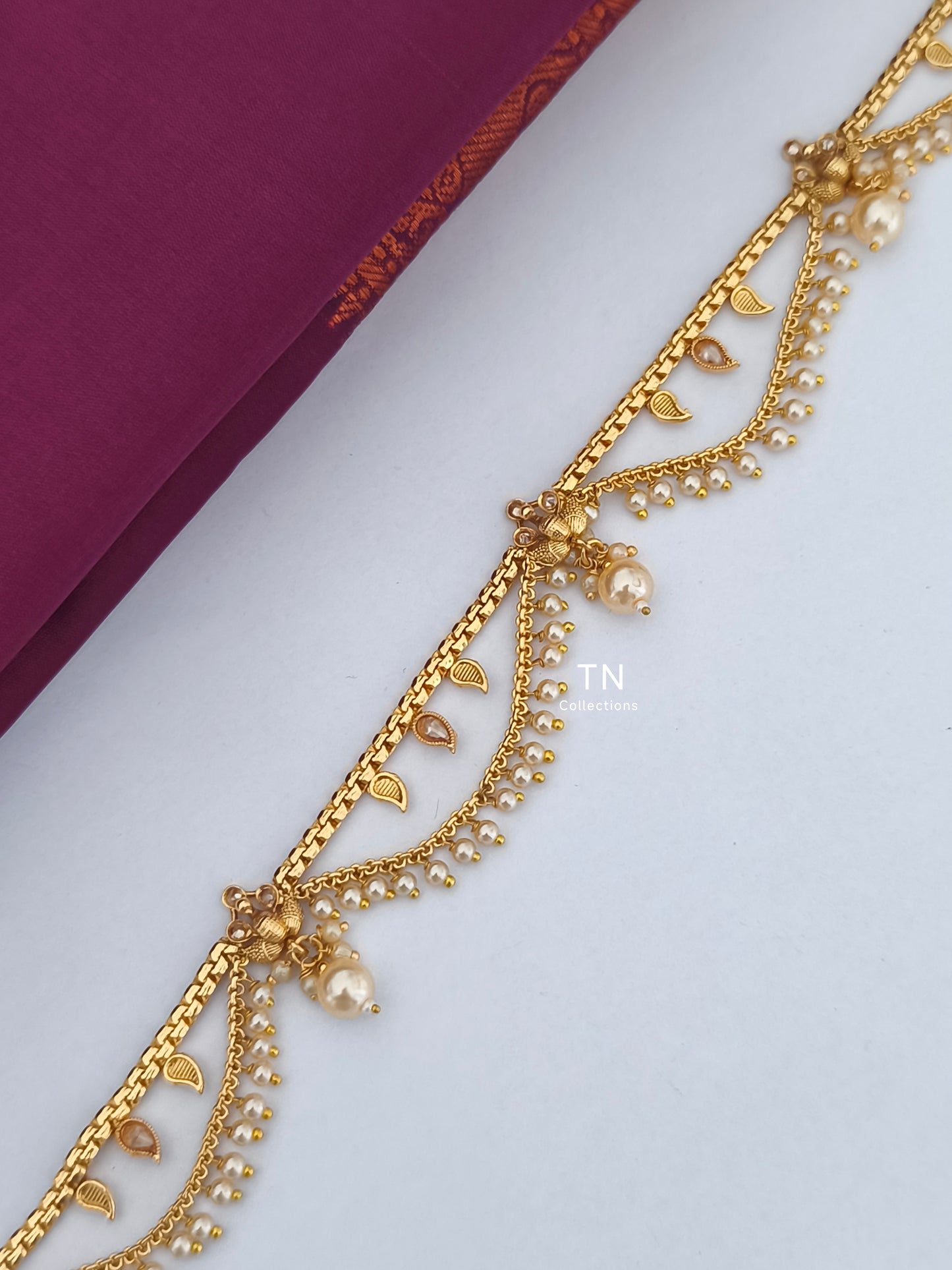 Antique finish Hip Chain (White stones )