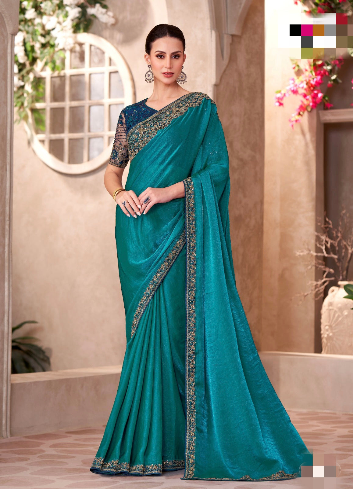 Satin Georgette Designer Party wear Saree