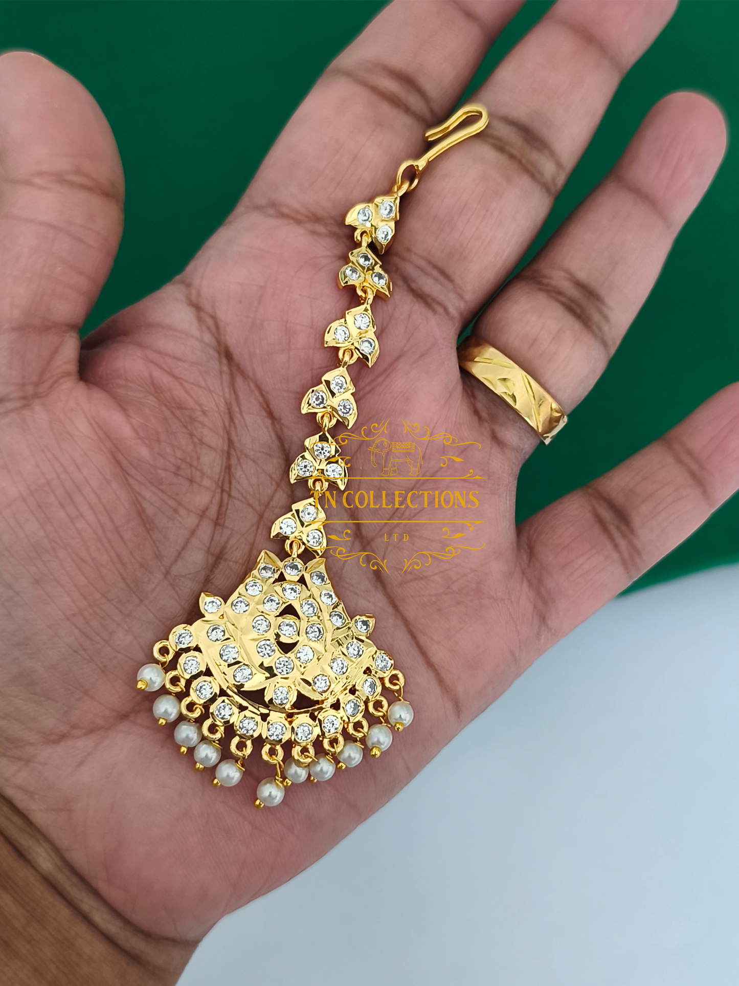 Micro Gold-Plated Tikka (Full white stones)
