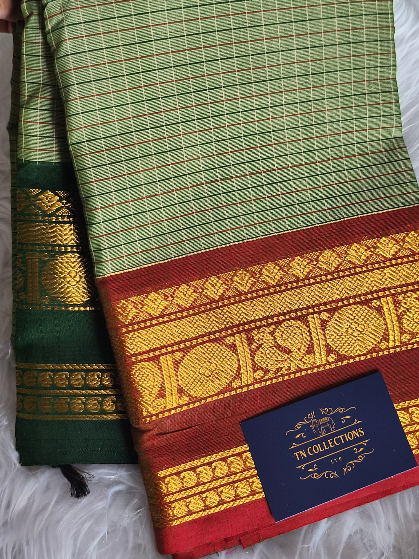 Pure Handloom kanchi cotton Kattam Saree