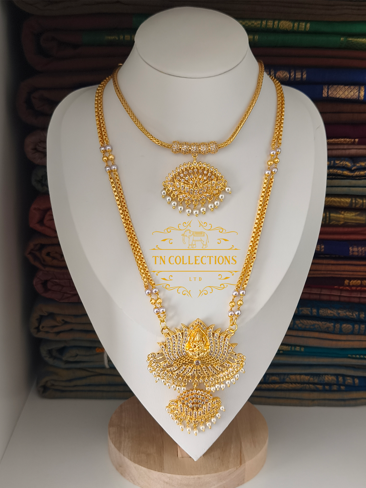 Micro Gold-Plated Trendy Semi Bridal Set (Full White Stones)