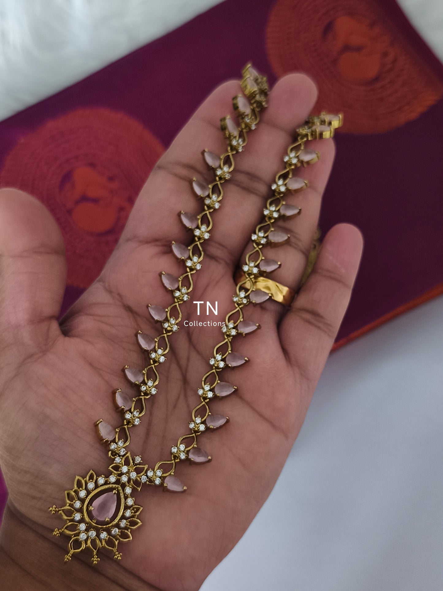 Antique Matte Finish Hip Chain (Dusky Pink)
