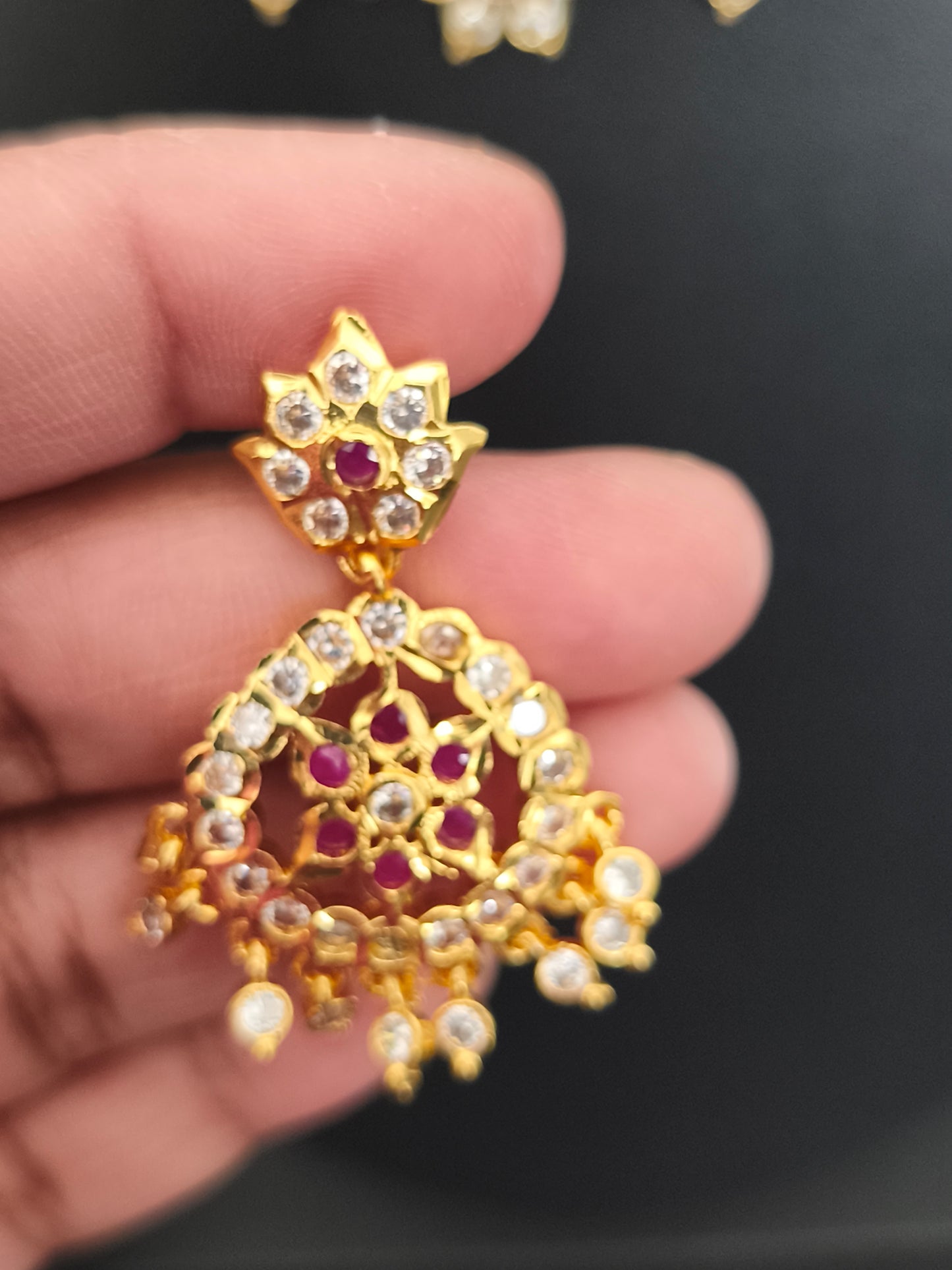 Gold Finish Flower Design Necklace