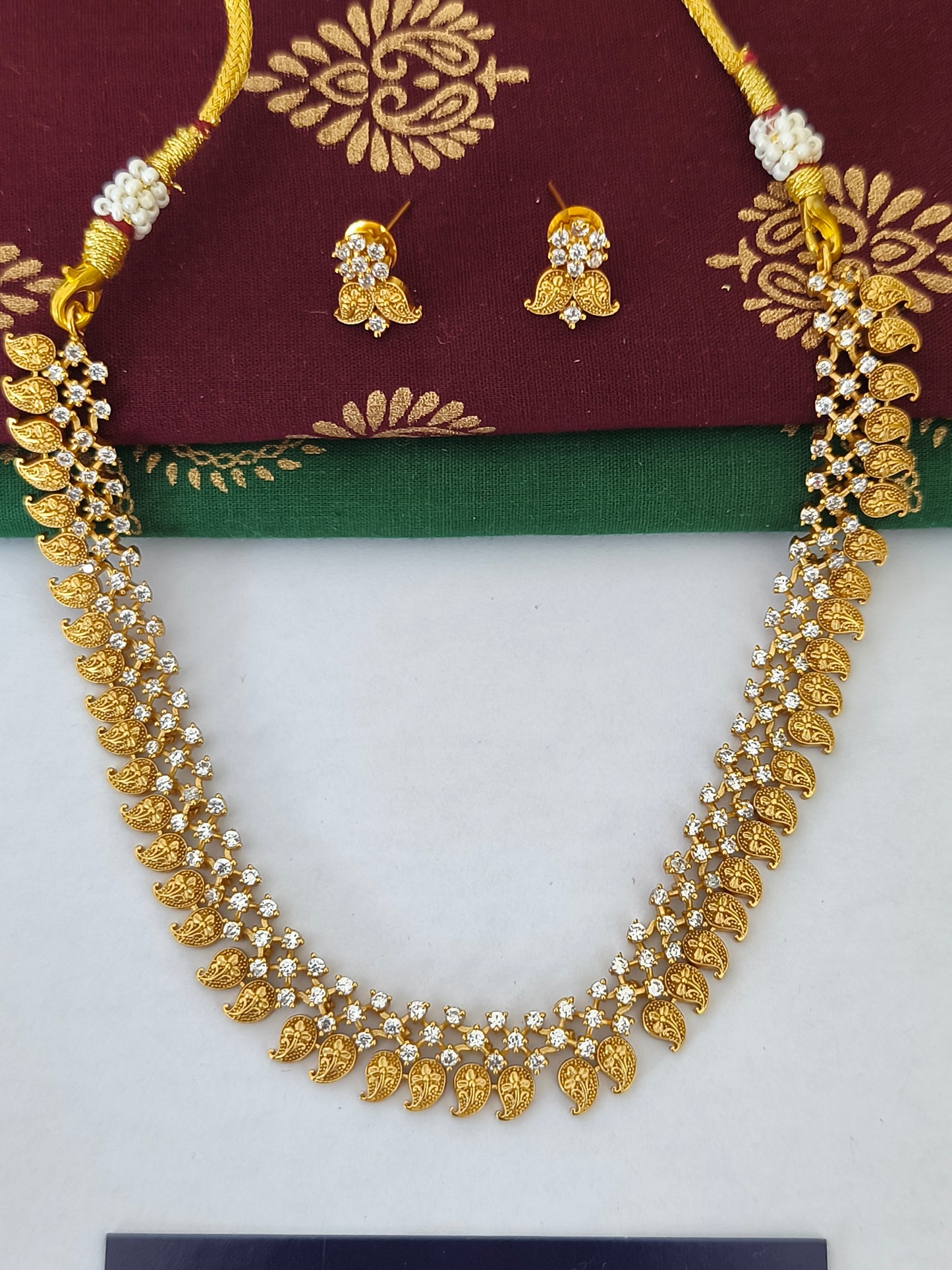 Matte Finish cz AD Necklace Set