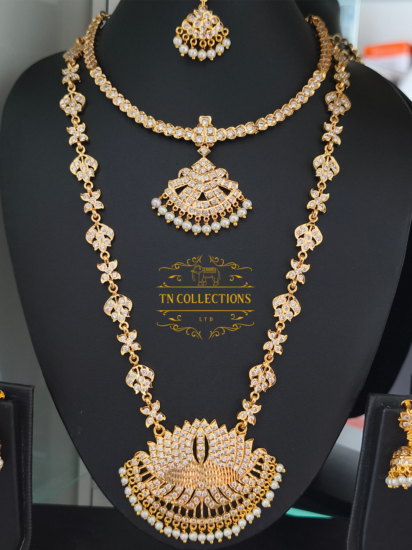 Micro Gold-Plated Traditional Semi Bridal Set (Full white stones)
