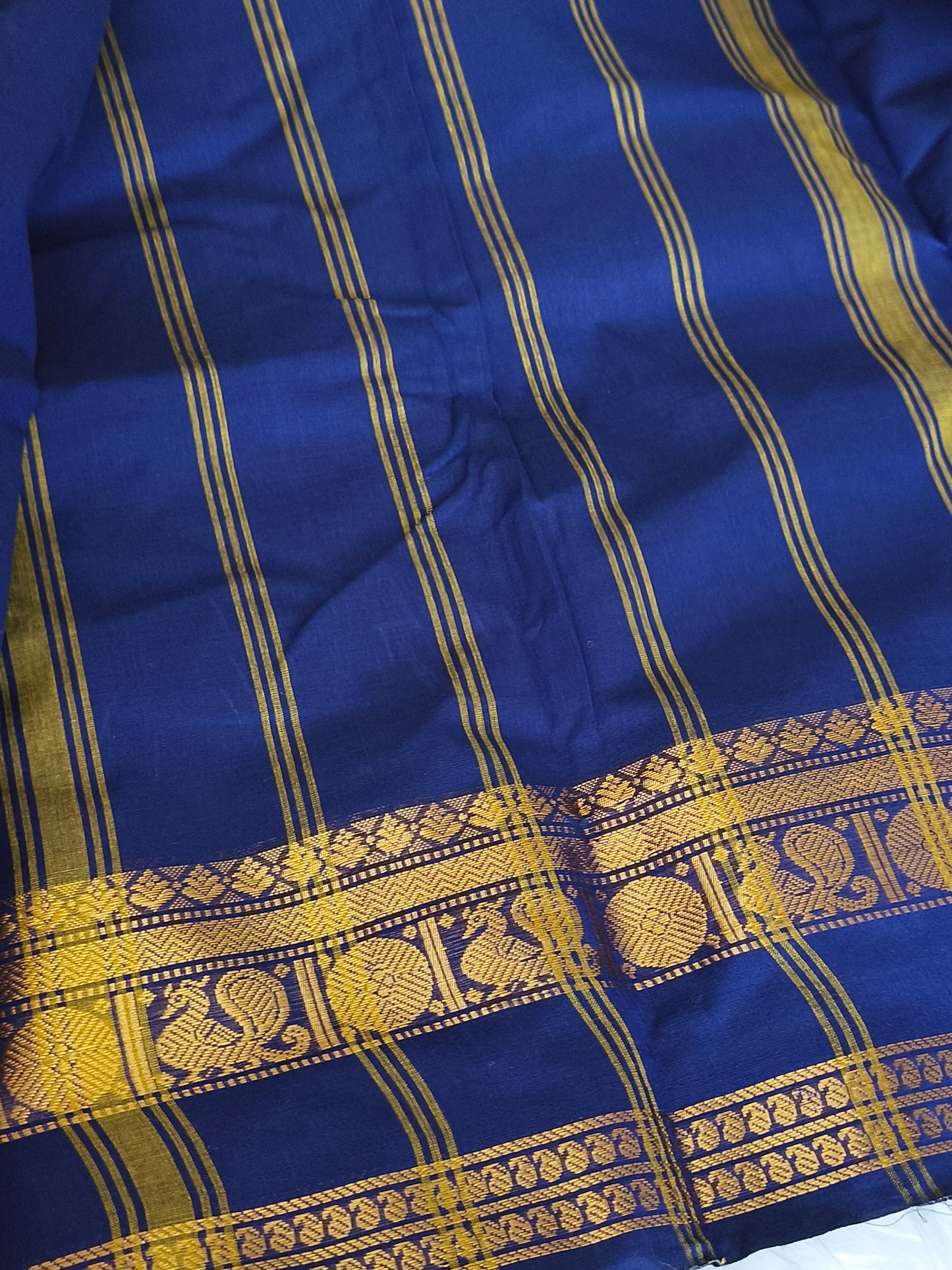Pure handloom kanchi cotton saree (Blue)