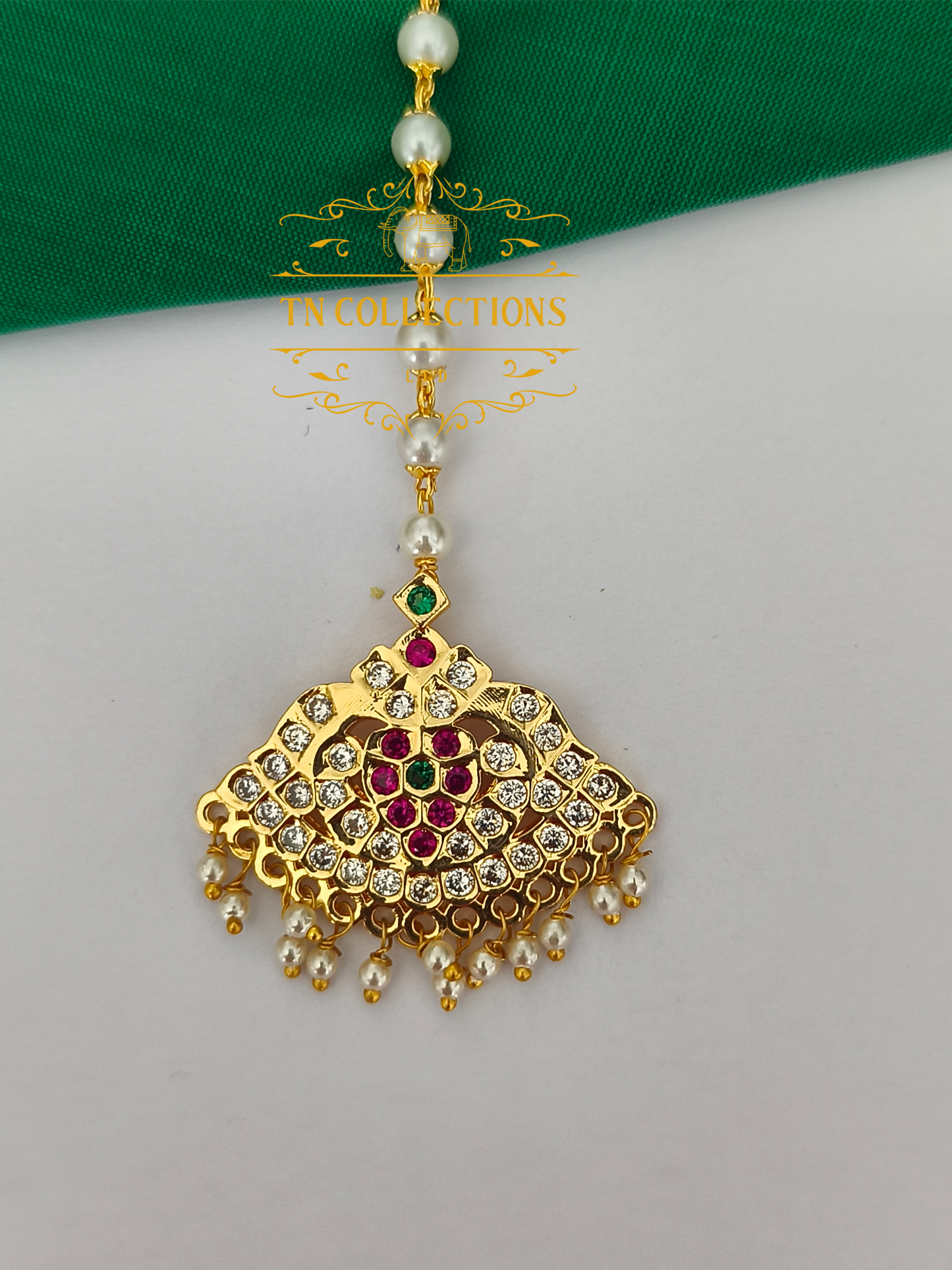 Micro Gold Finish cz Tikka (Multicoloured stones)