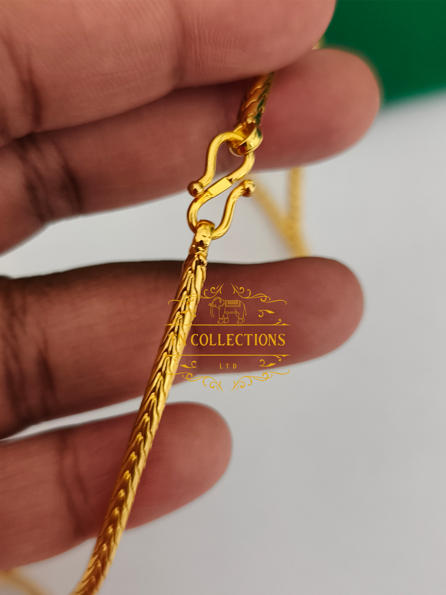 Gold Polish CZ AD stone Mugappu Kodi (Ruby,white & Green stones)